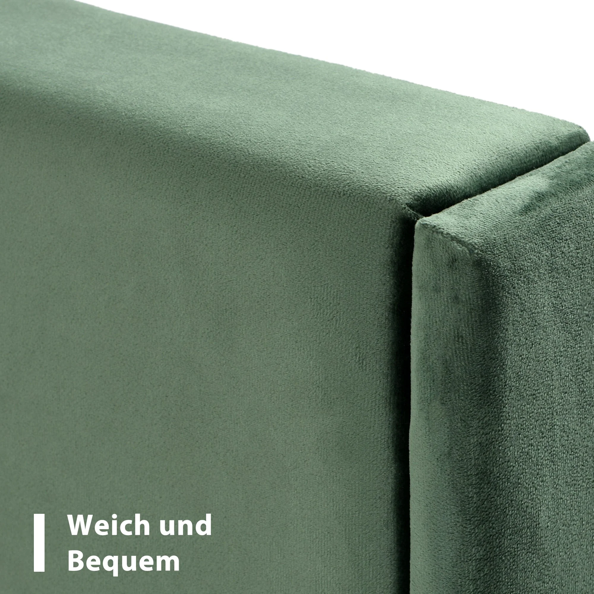 Upholstered Bed 140x200cm with Headboard, Dark Green Velvet - Image 8