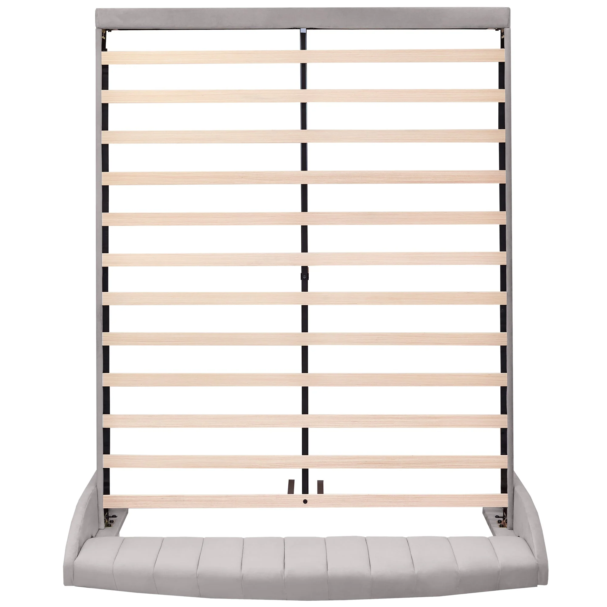 Upholstered Bed 160x200 Slatted Base Headboard Easy Assembly, Velvet Grey - Image 9