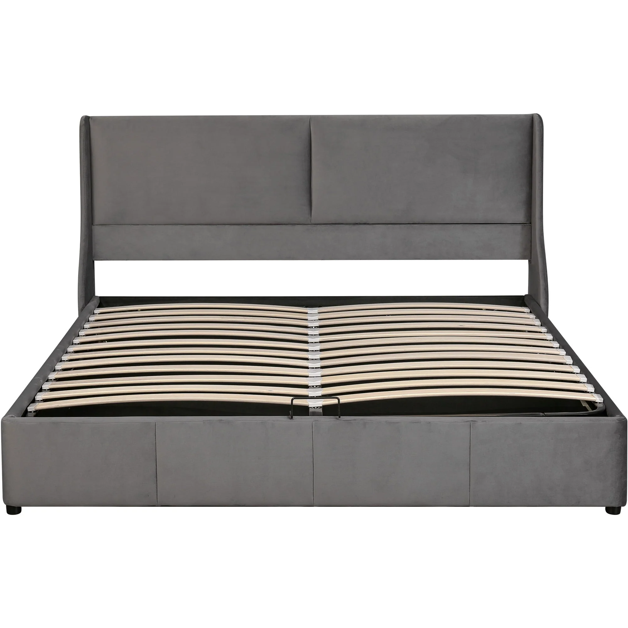 Upholstered Bed 160x200cm Hydraulic Storage Ear-Shaped Headboard - Grey - Image 7