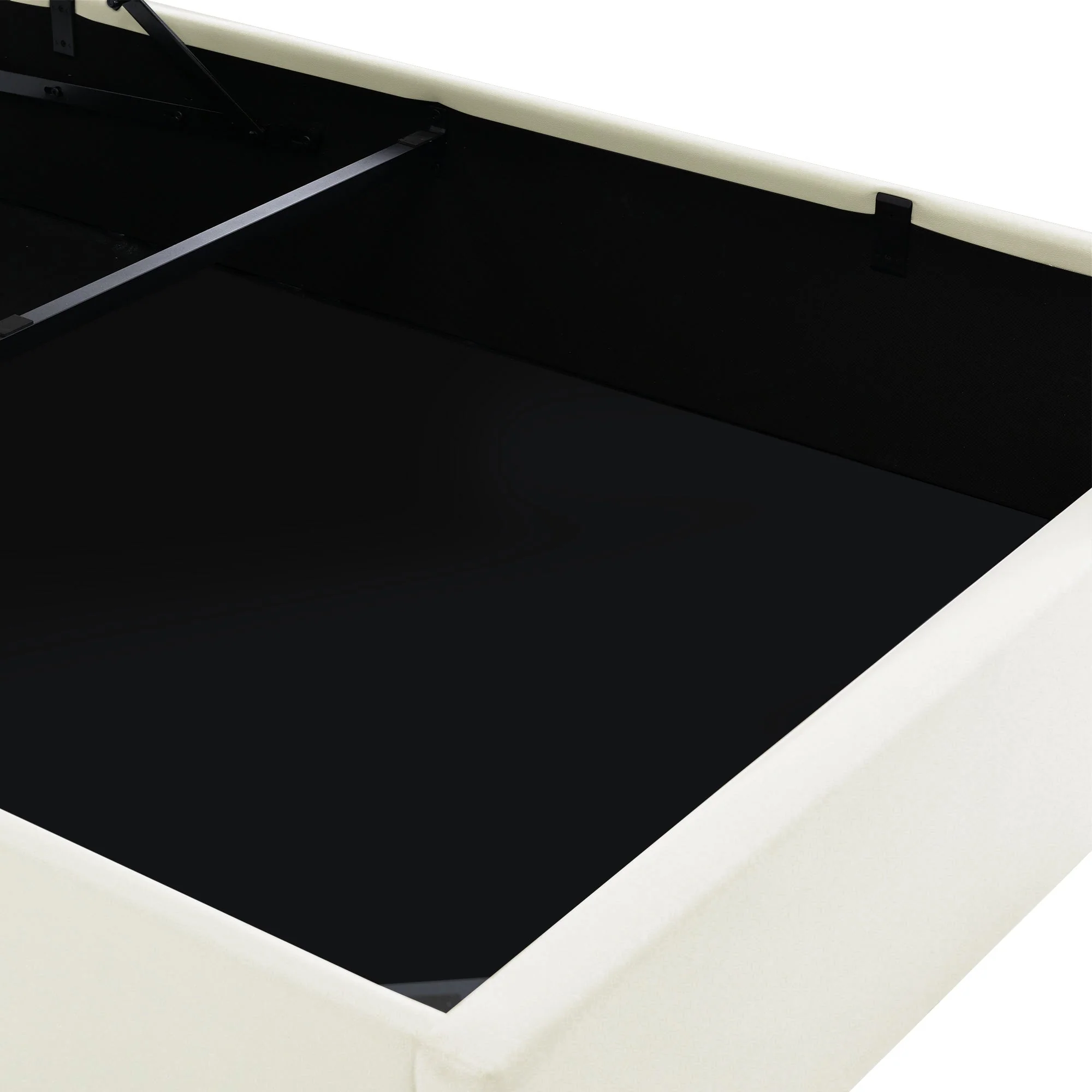 Upholstered Bed, 160x200cm LED Storage Double, White Faux Leather - Image 8