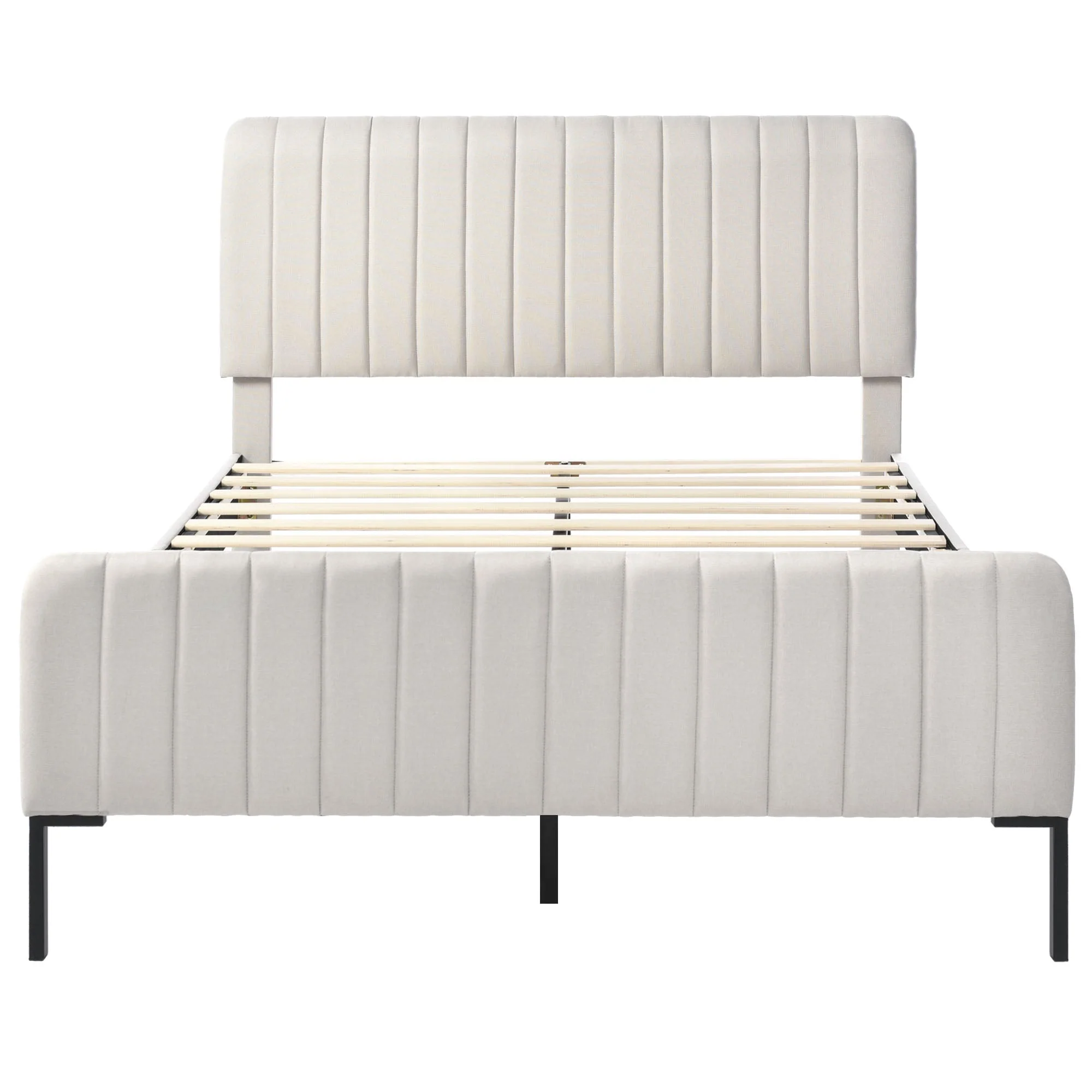 Upholstered Bed, 180x200cm Double with Adjustable Headboard, Grey-Beige Linen - Image 7