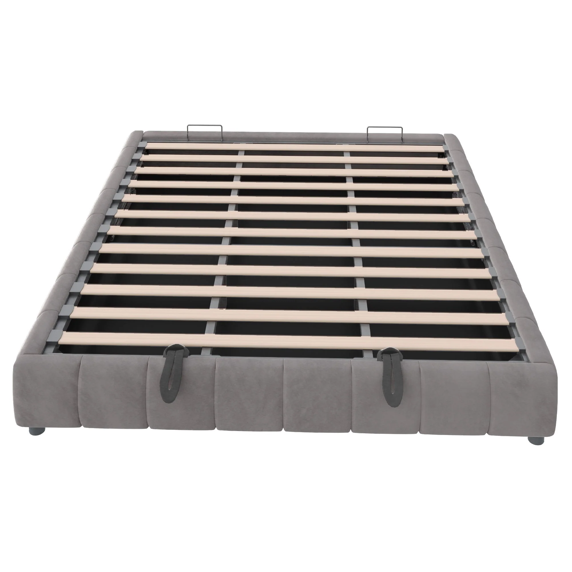 Upholstered Bed, 180x200cm LED Floating with Storage, Grey - Image 9