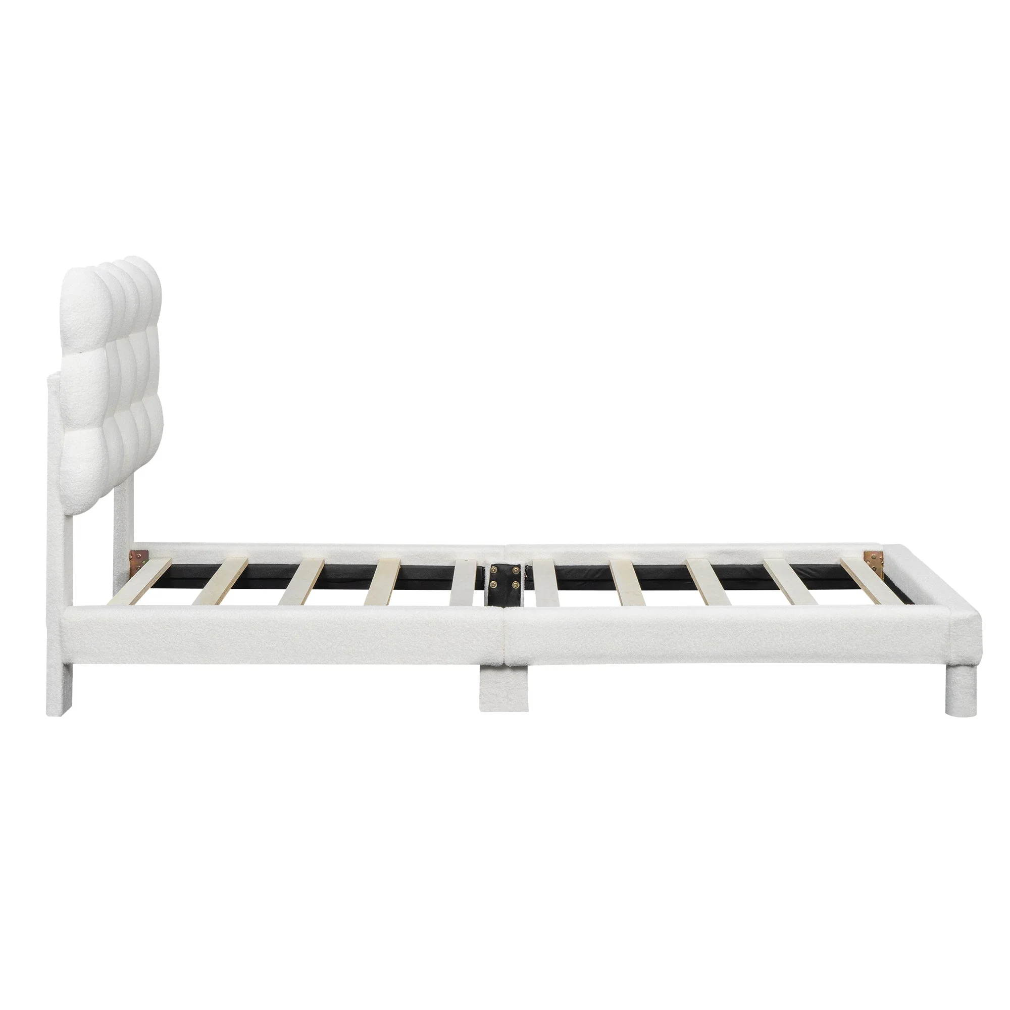 Upholstered Bed 90x200cm Triple Adjustable Headboard - White - Image 8