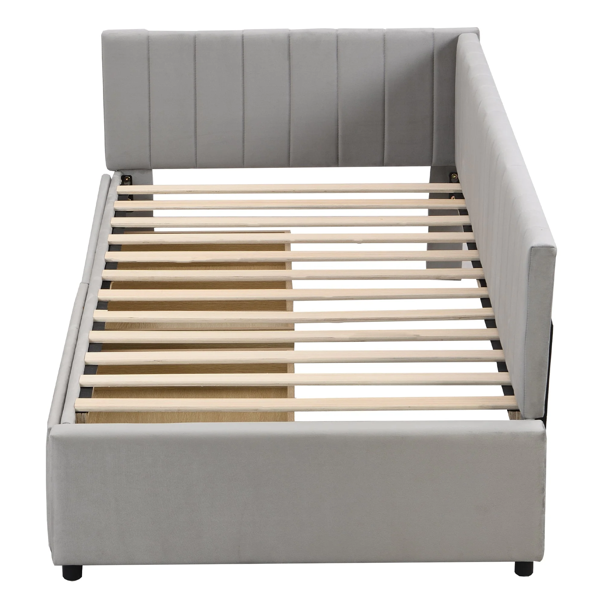 Upholstered Bed Sofa, 90*200 Multifunctional with 2 Storage Drawers, Gray Velvet - Image 9
