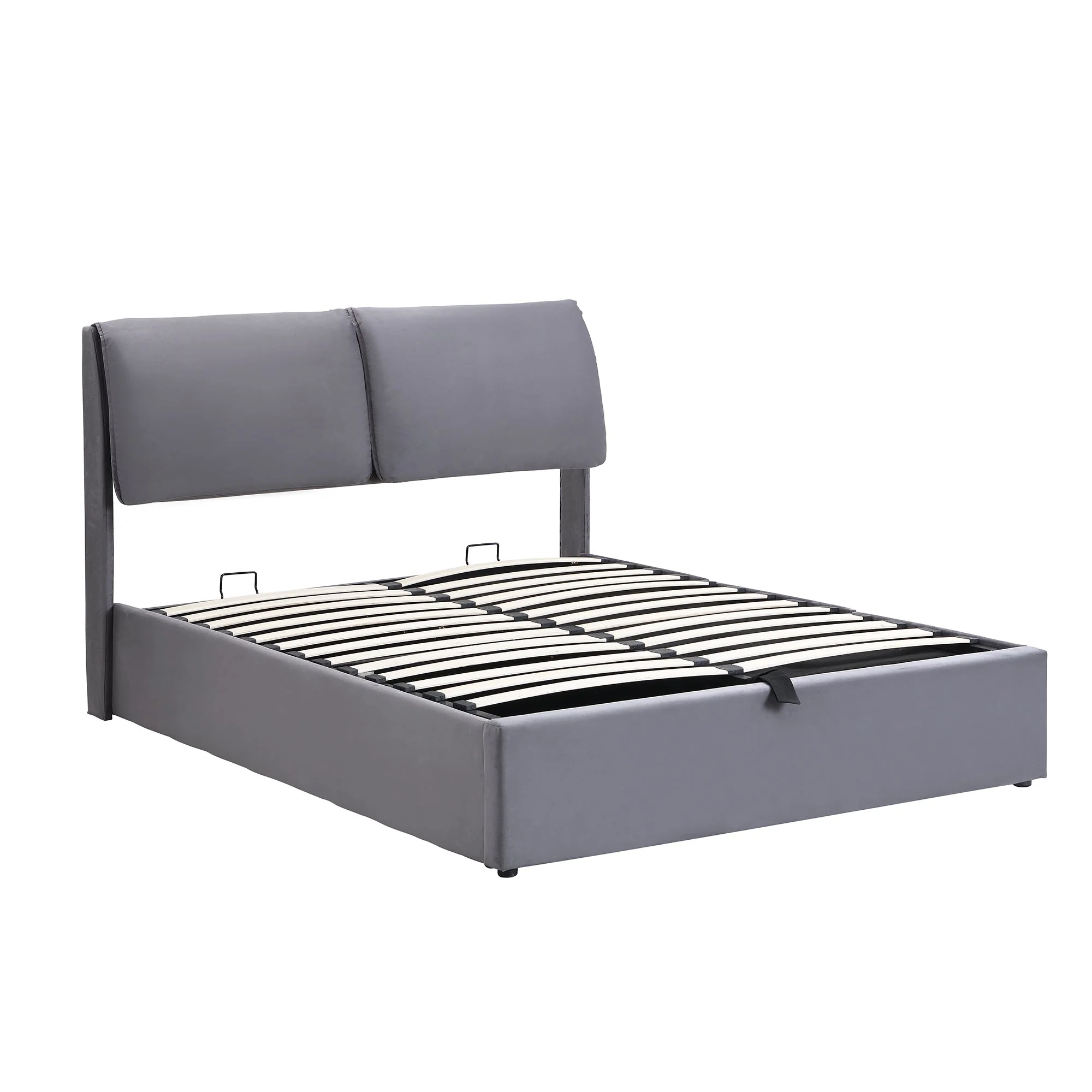 Upholstered Bed with Hydraulic Lift and 3 Drawers, 140x200 cm, Grey Velvet - Image 10