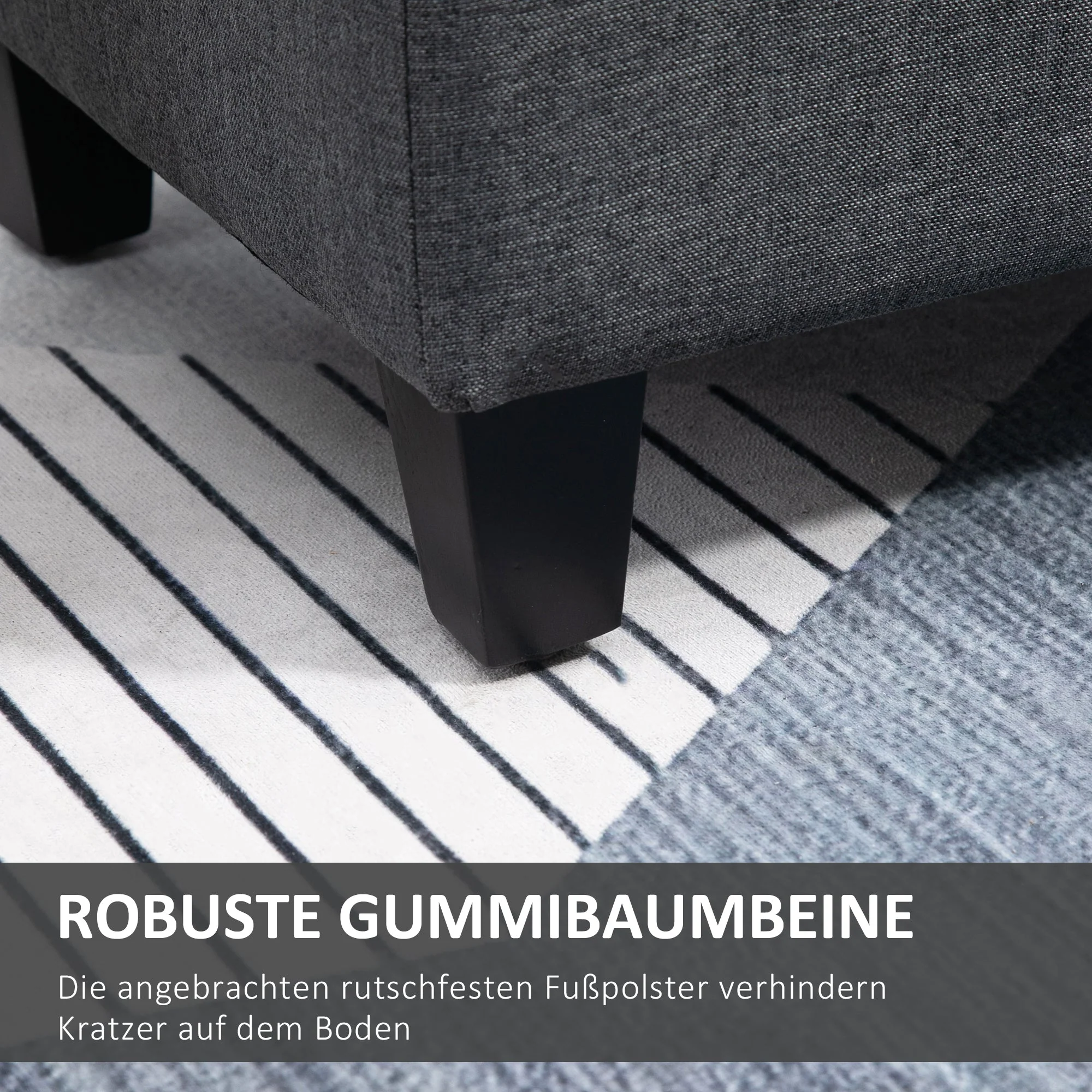 Upholstered Bench with Storage Space 100x40x44 cm, Dark Grey Polyester/Rubberwood - Image 5