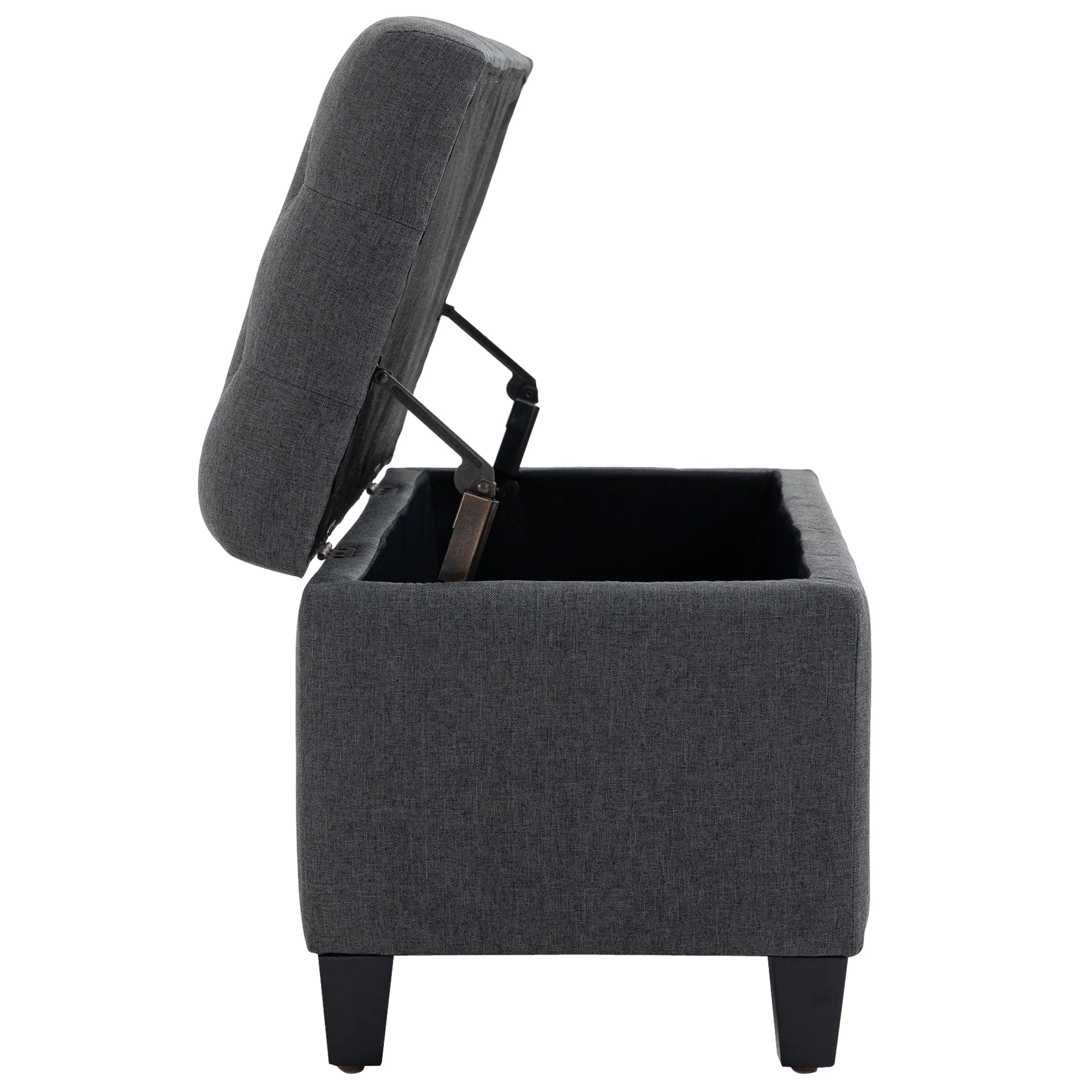 Upholstered Bench with Storage Space 100x40x44 cm, Dark Grey Polyester/Rubberwood - Image 8