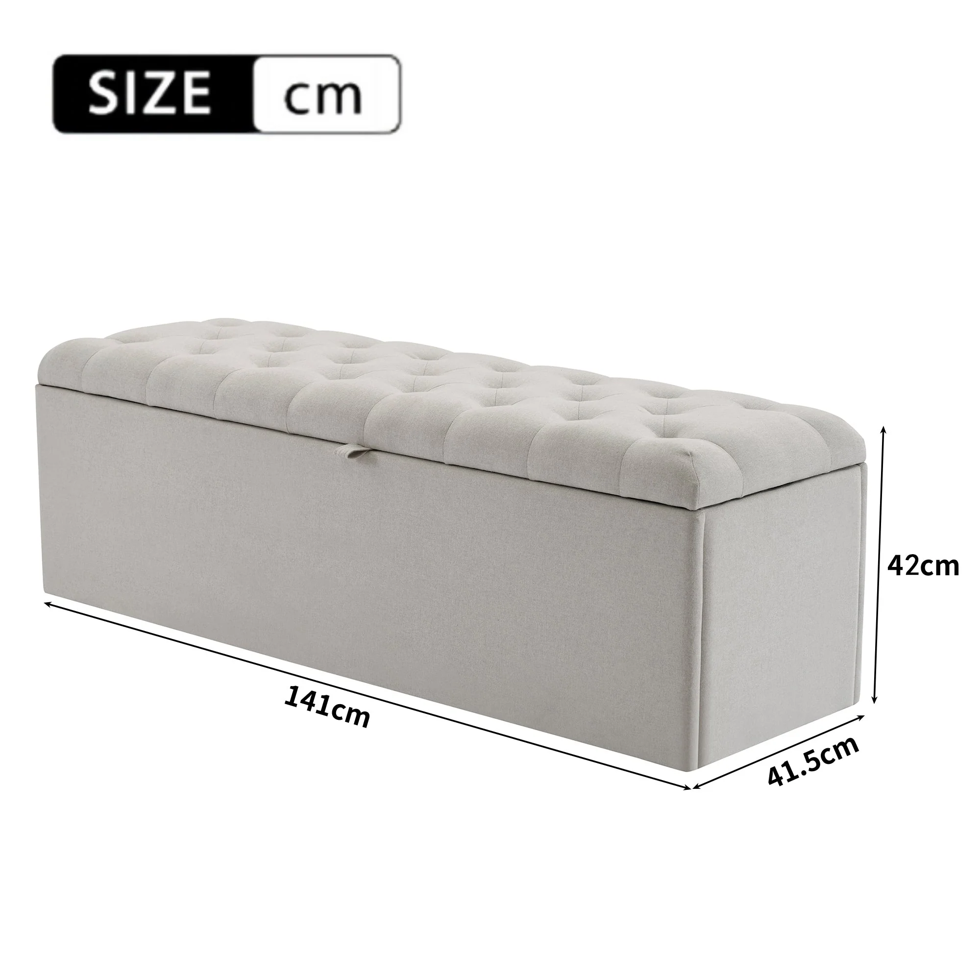 Upholstered Bench with Storage Space and Bed Stool, Light Grey Linen - Image 3