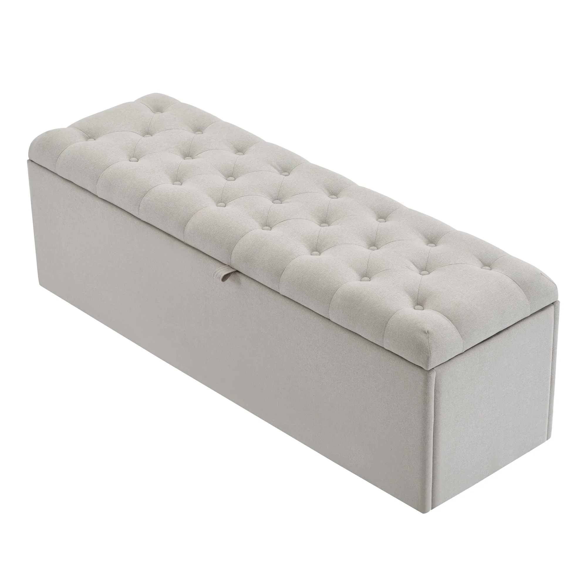 Upholstered Bench with Storage Space and Bed Stool, Light Grey Linen - Image 4