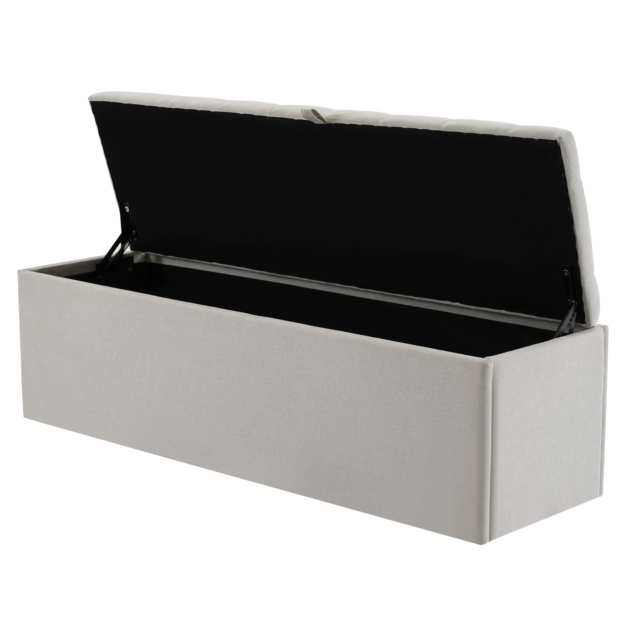 Upholstered Bench with Storage Space and Bed Stool, Light Grey Linen - Image 5