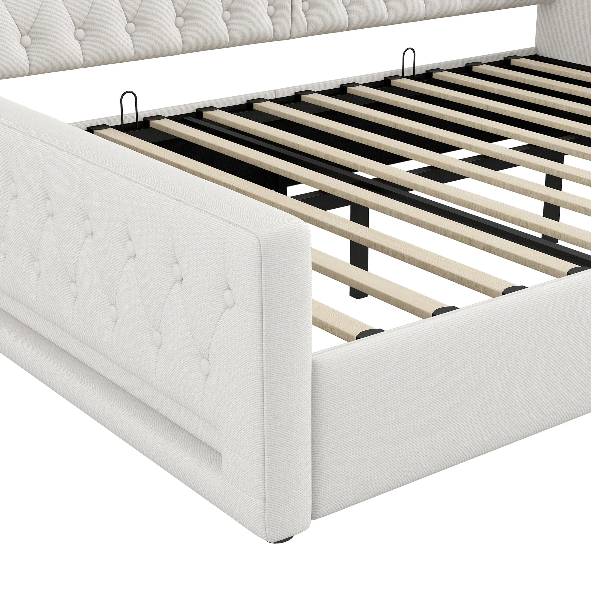 Upholstered Daybed 140x200 LED Storage - Beige - Image 5
