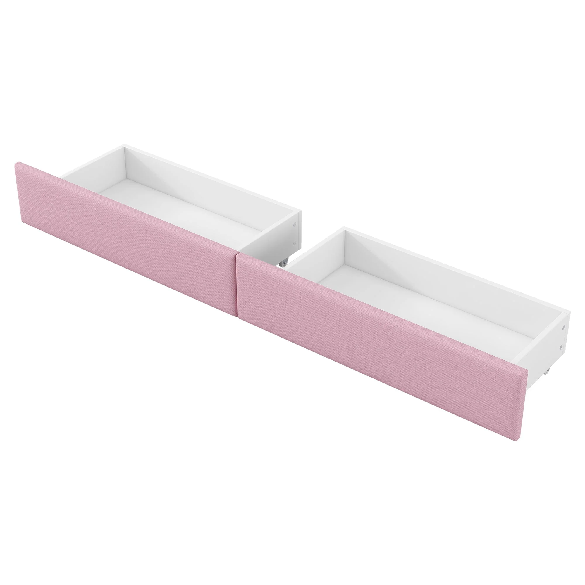 Upholstered Daybed 90x200cm USB LED Desk 2 Drawers - Pink - Image 9