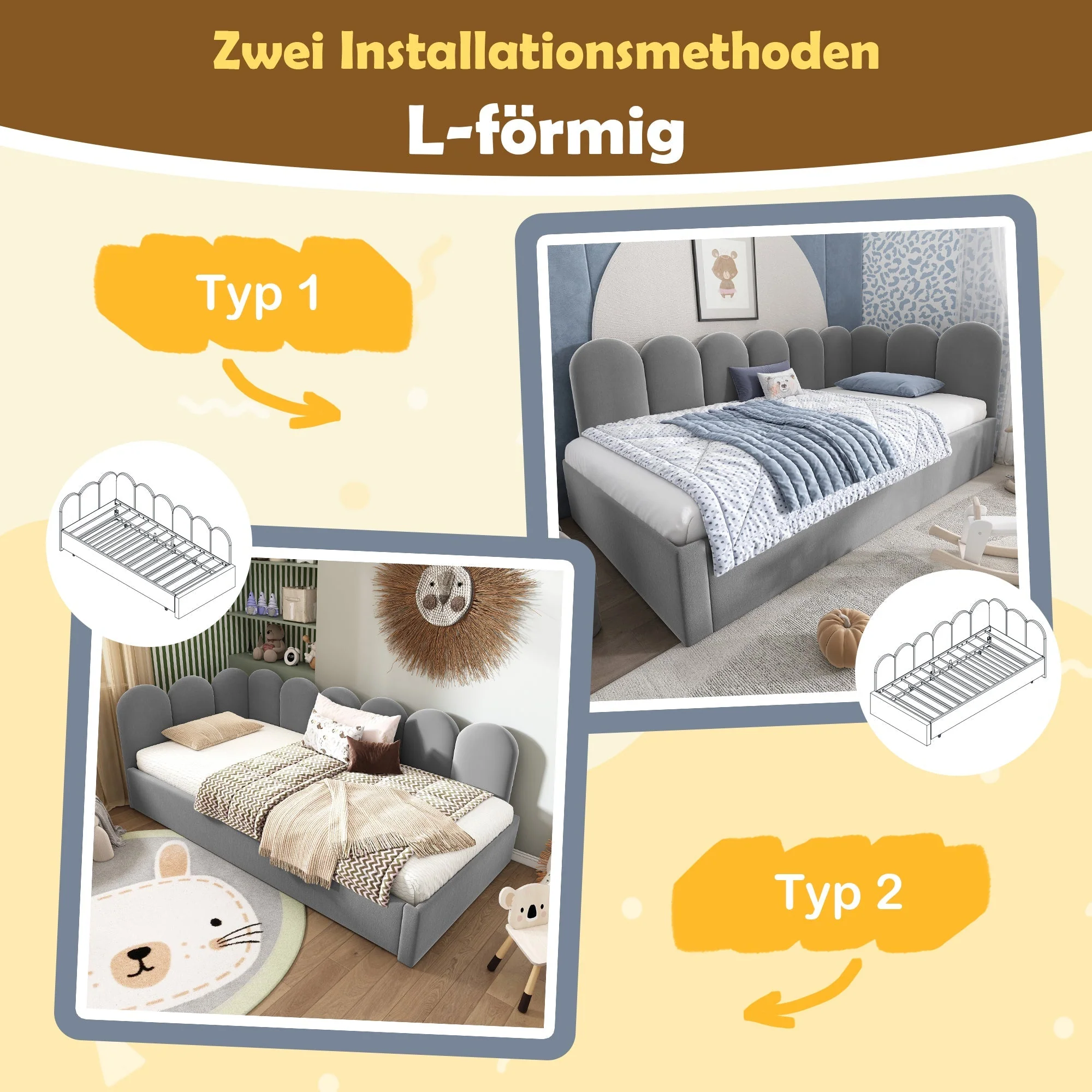 Upholstered Daybed Sofa Bed 90x200cm Pull-Out Slatted Frame, Velvet Grey - Image 5