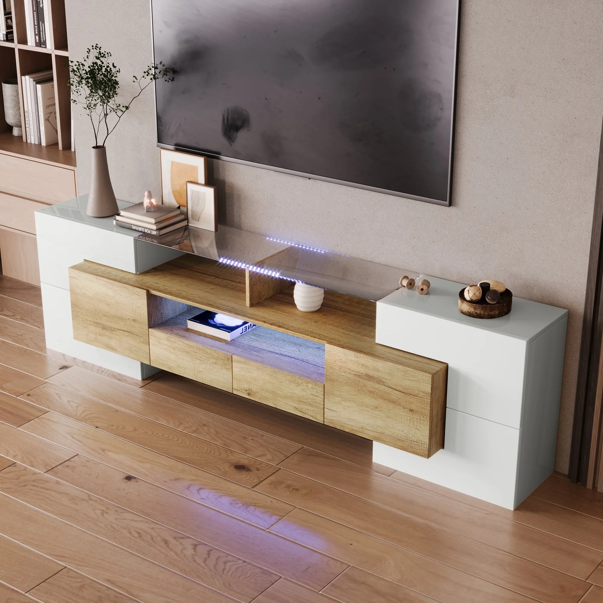 Upholstered Daybed Sofa Bed Extendable 90x200cm 2 Drawers Storage USB Port beige chenille - Image 6