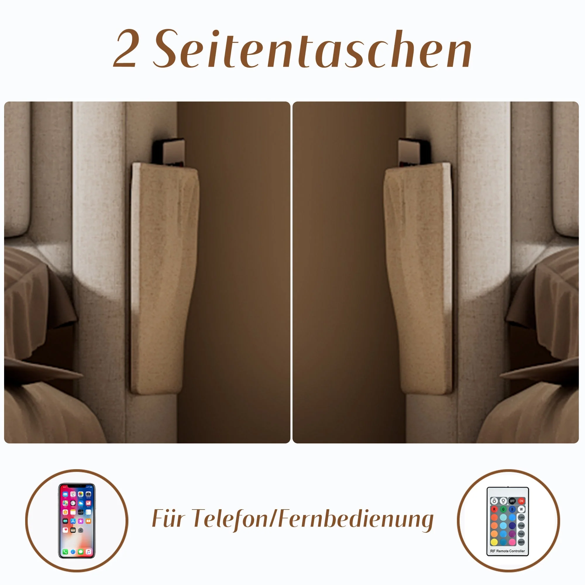 Upholstered Double Bed 180x200cm, Hydraulic Storage, LED Headboard and USB-C Charging, Beige Cotton - Image 5