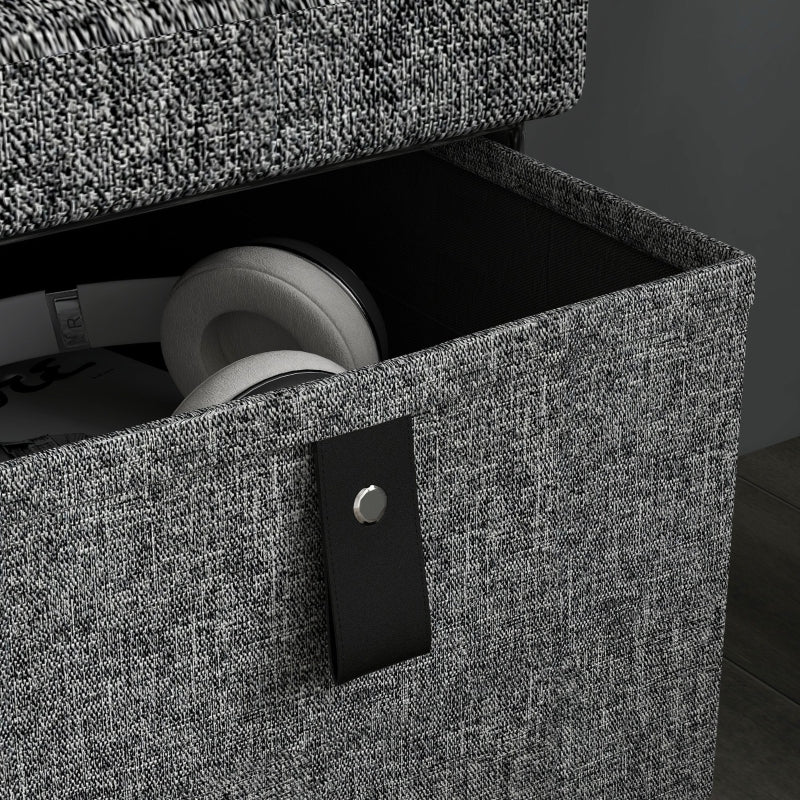Upholstered Shoe Bench with 6 Storage Compartments Linen Look Grey - Image 8