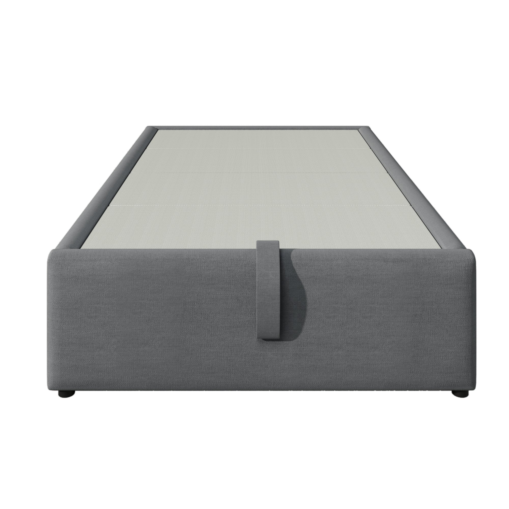 Upholstered Single Bed, 90x200cm USB-C Slatted Frame, Cotton Grey - Image 3