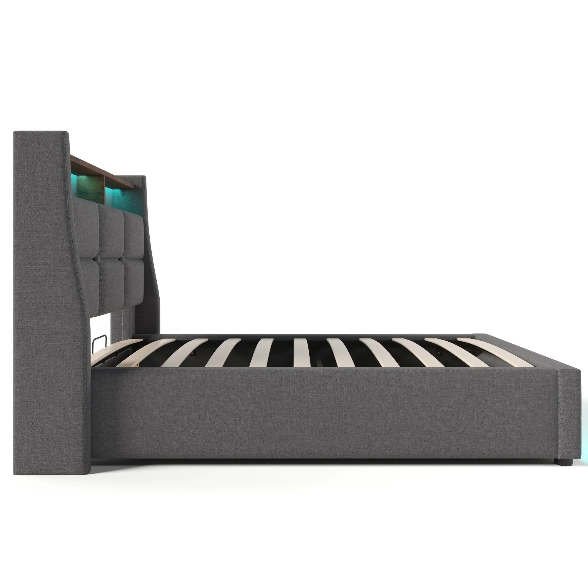 Single Bed Frame 90x200cm – Upholstered Linen with USB & LED - Image 7