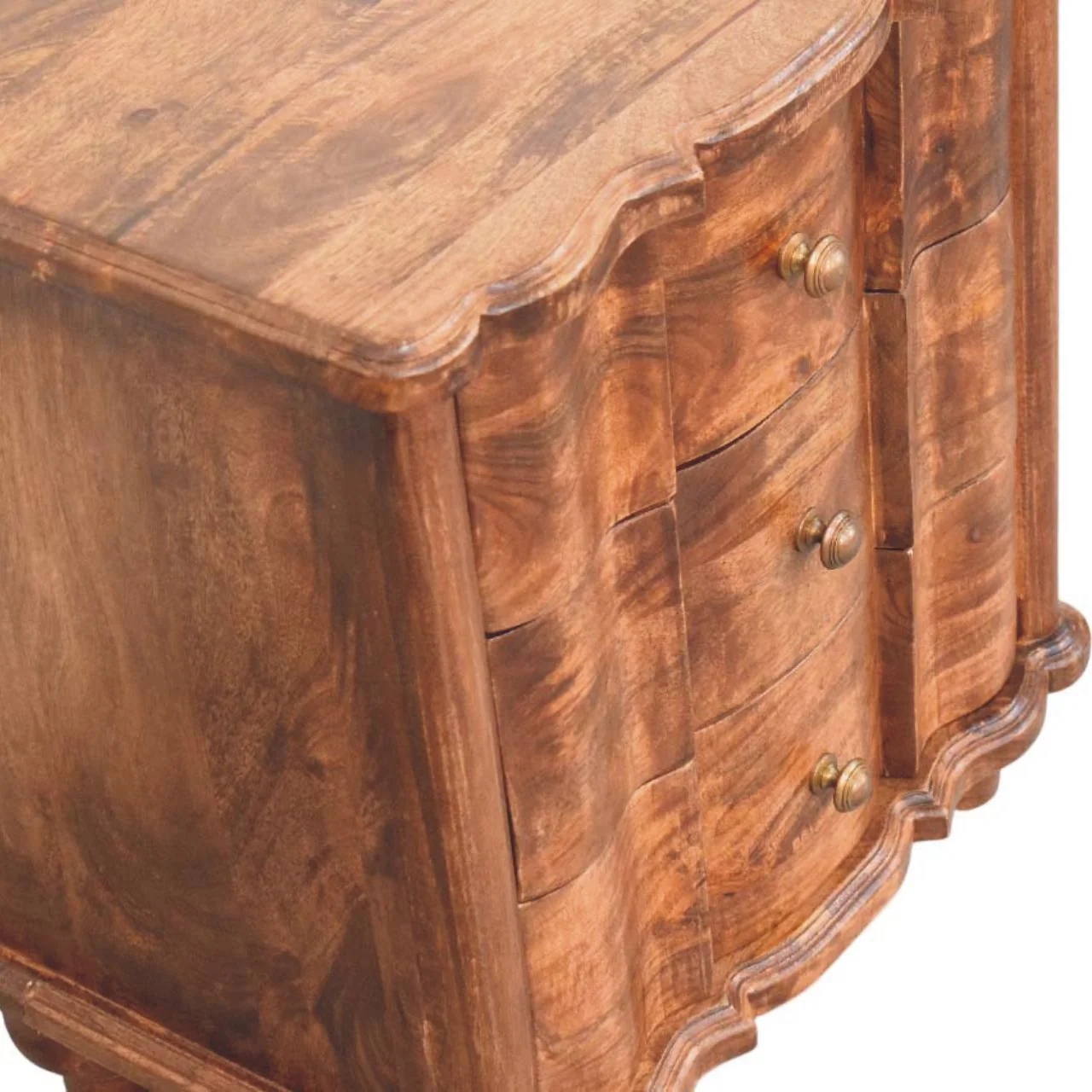 Valencia Bedside with 3 Drawers, Solid Wood Brown - Image 5