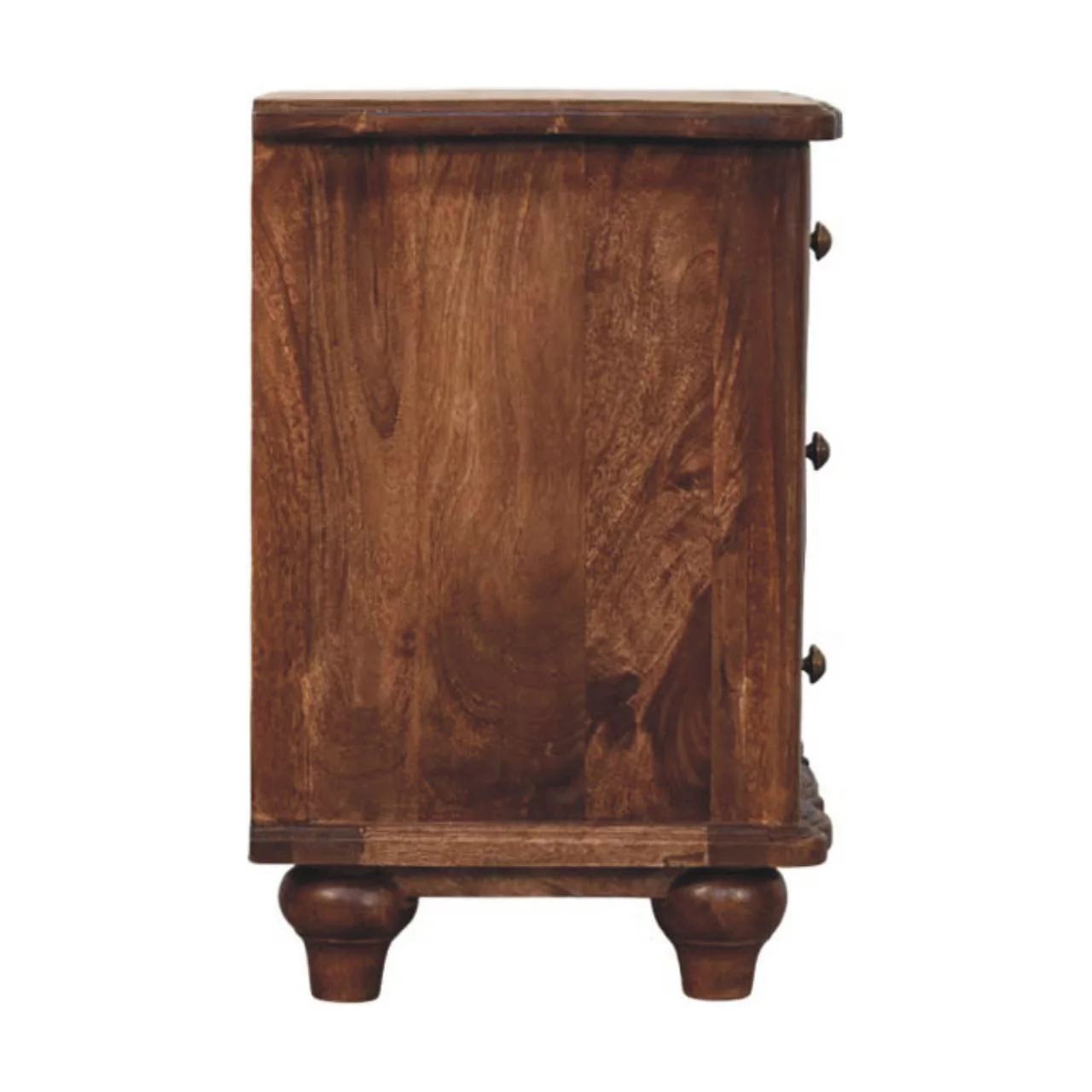 Valencia Bedside with 3 Drawers, Solid Wood Brown - Image 6