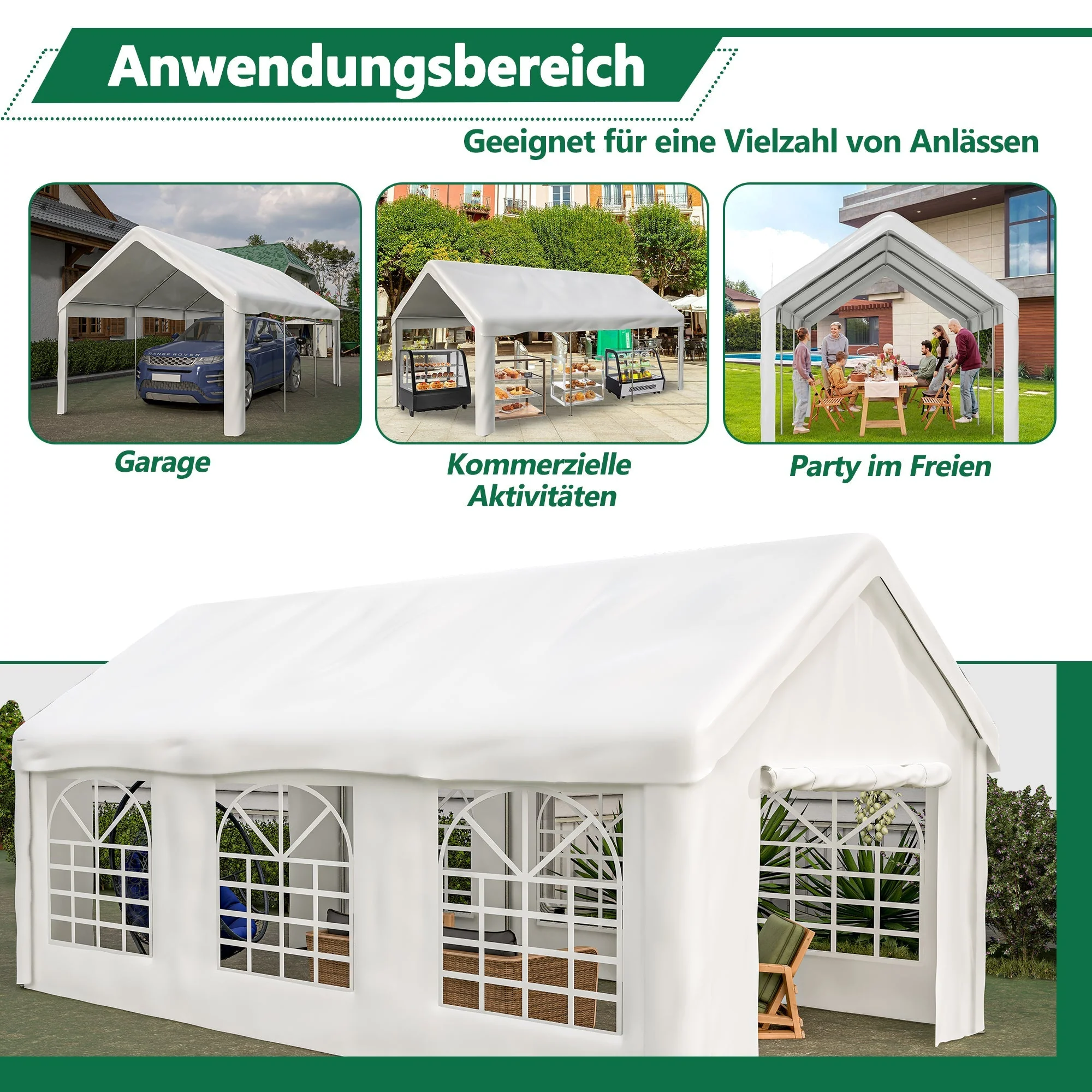 Vehicle Tent Garage 3x6m Double Roller Doors Weatherproof - Image 7