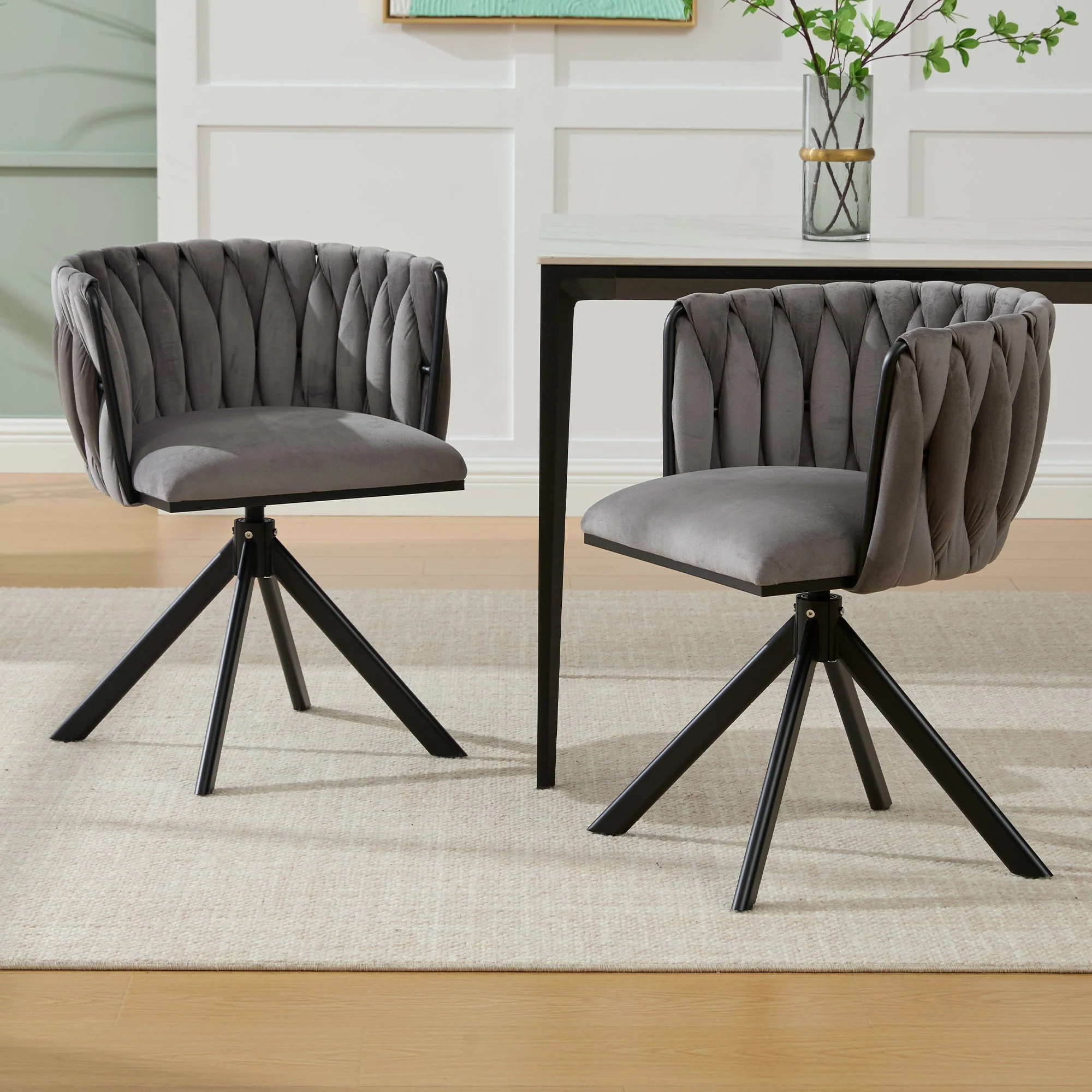 Velour Armchair, 180° Swivel, Ergonomic, Heavy-Duty Metal Frame - Image 10