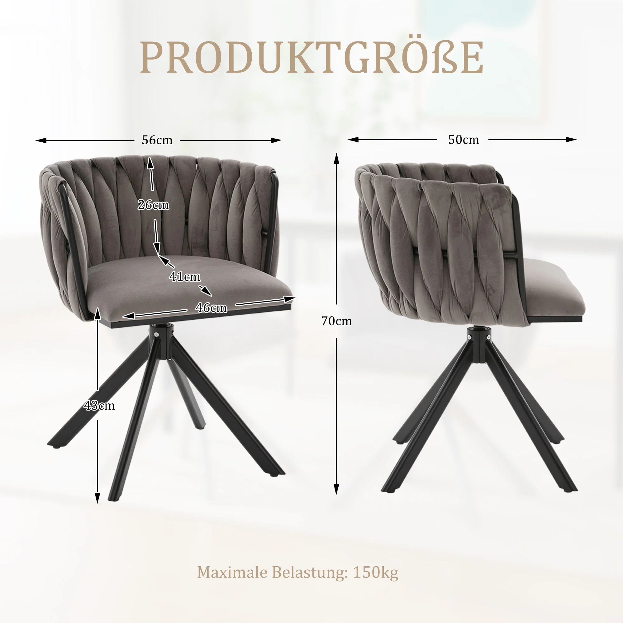 Velour Armchair, 180° Swivel, Ergonomic, Heavy-Duty Metal Frame - Image 11