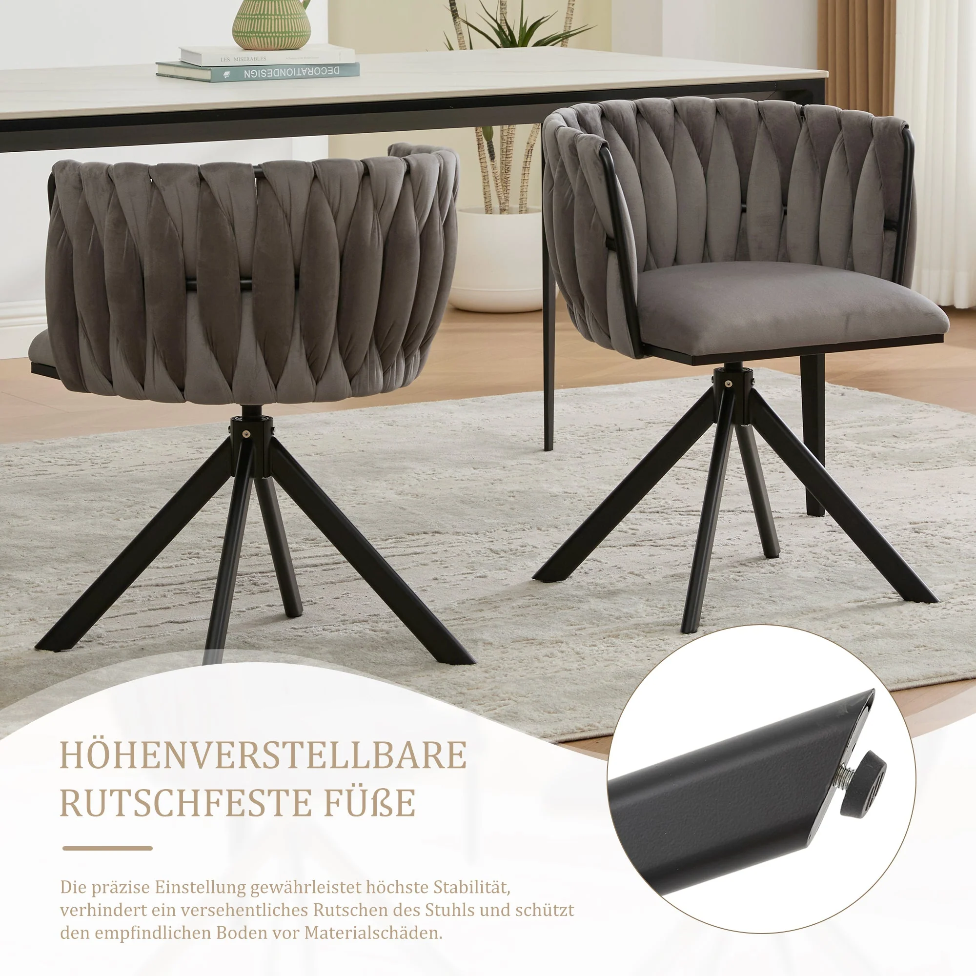 Velour Armchair, 180° Swivel, Ergonomic, Heavy-Duty Metal Frame - Image 16