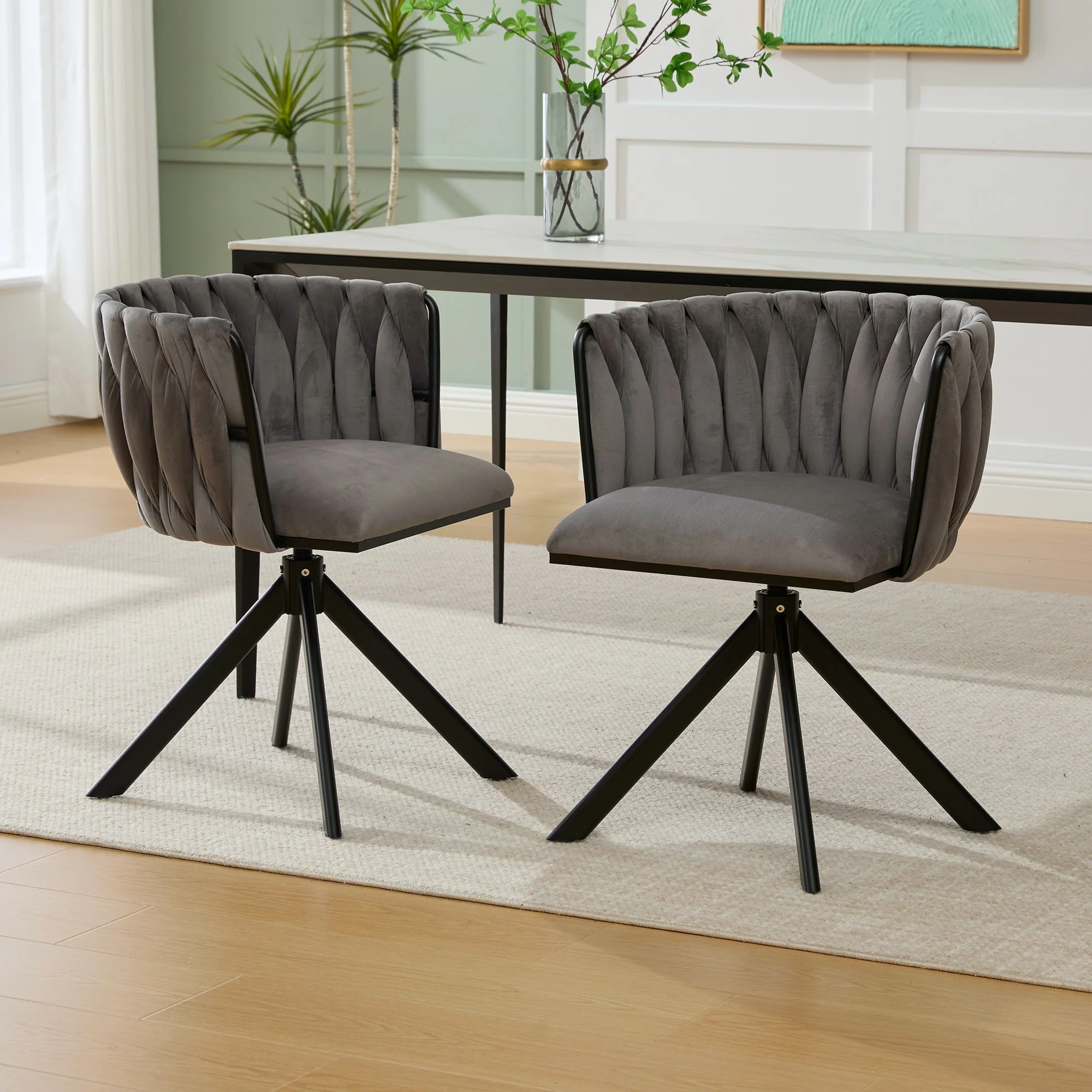Velour Armchair, 180° Swivel, Ergonomic, Heavy-Duty Metal Frame - Image 18