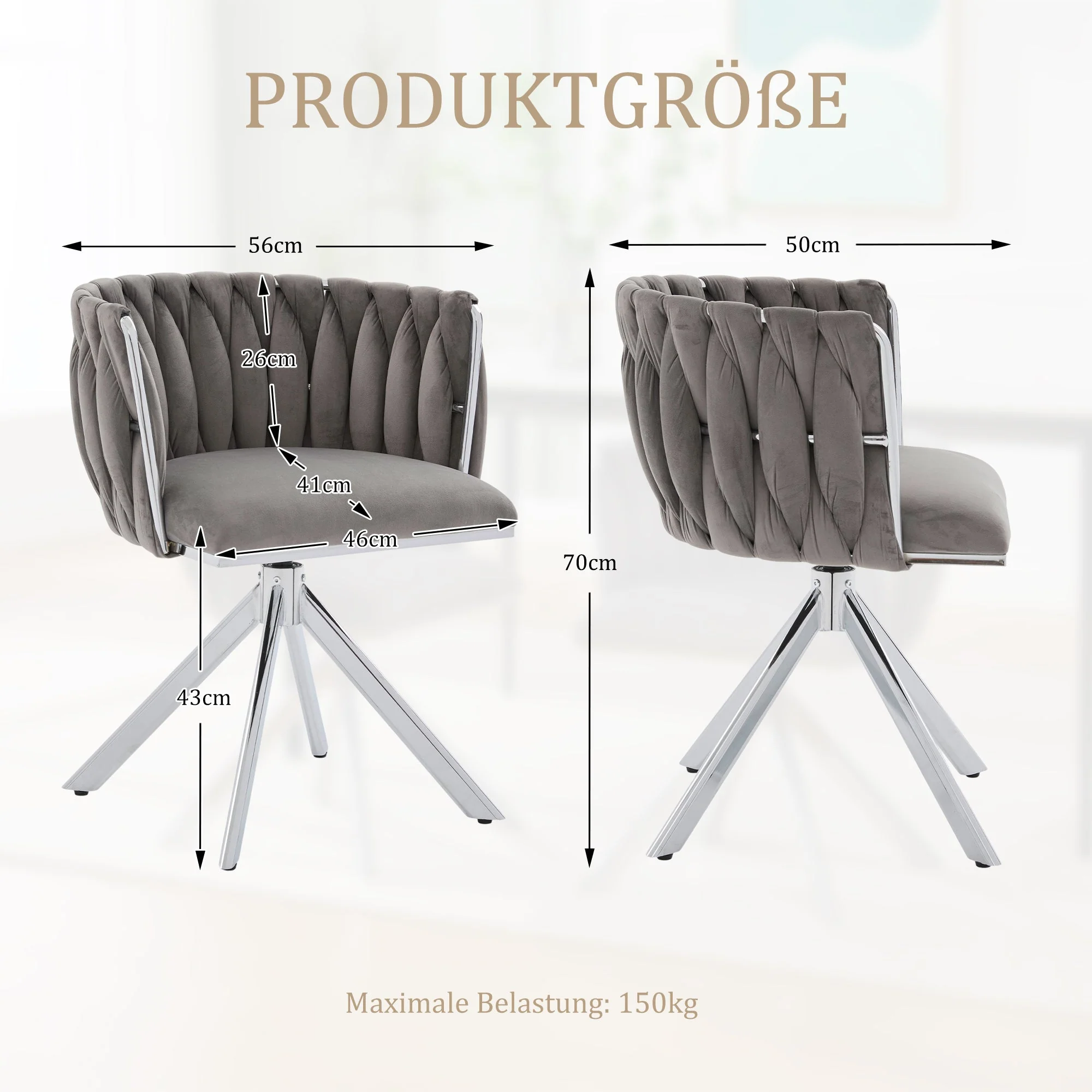 Velour Armchair, 180° Swivel, Ergonomic, Heavy-Duty Metal Frame - Image 2