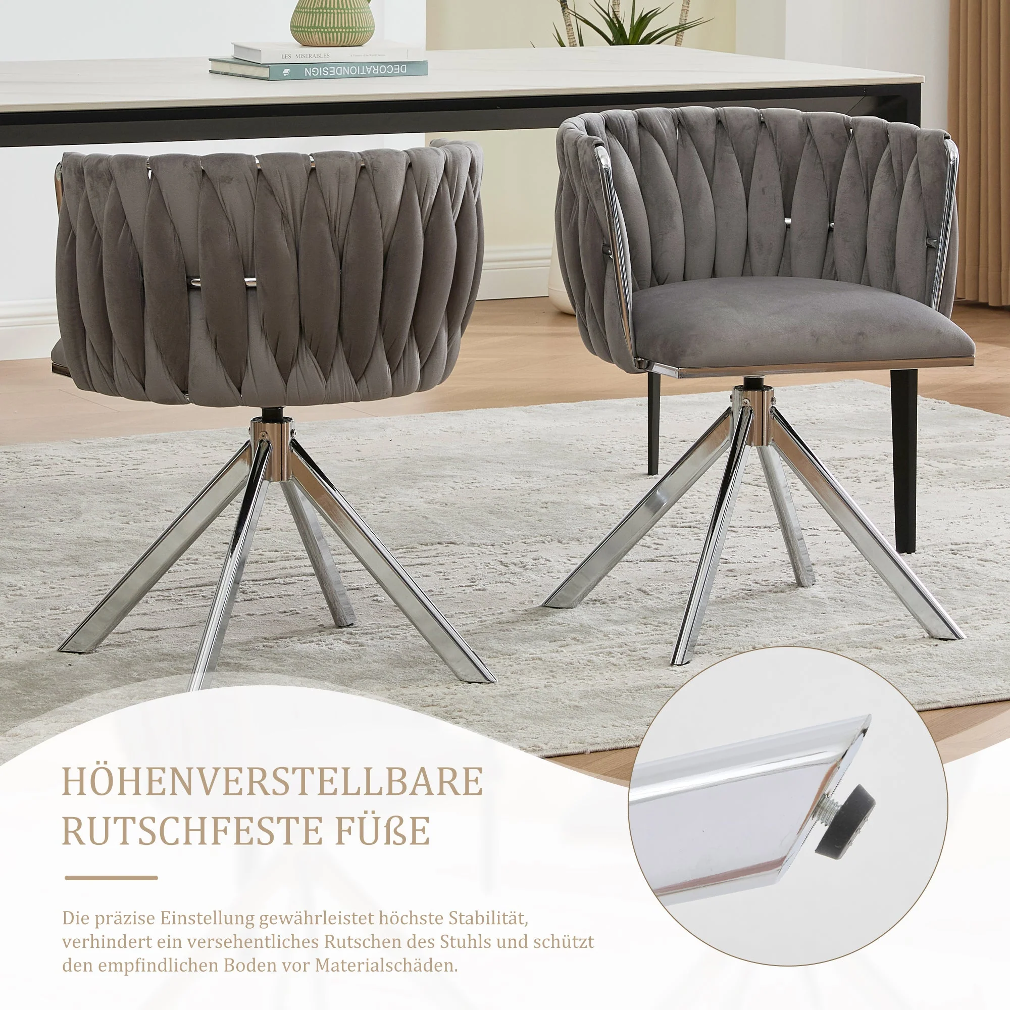 Velour Armchair, 180° Swivel, Ergonomic, Heavy-Duty Metal Frame - Image 7