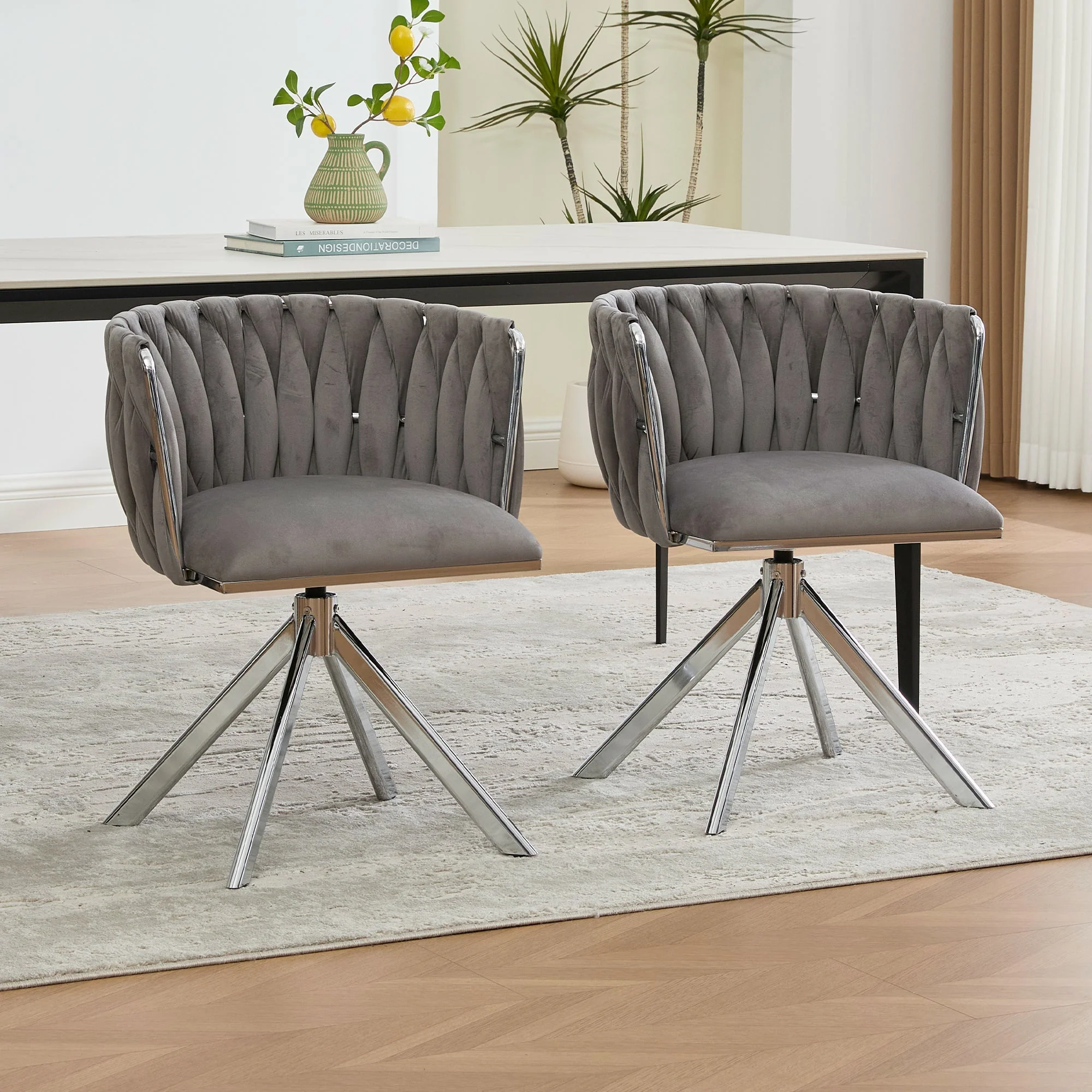 Velour Armchair, 180° Swivel, Ergonomic, Heavy-Duty Metal Frame - Image 9