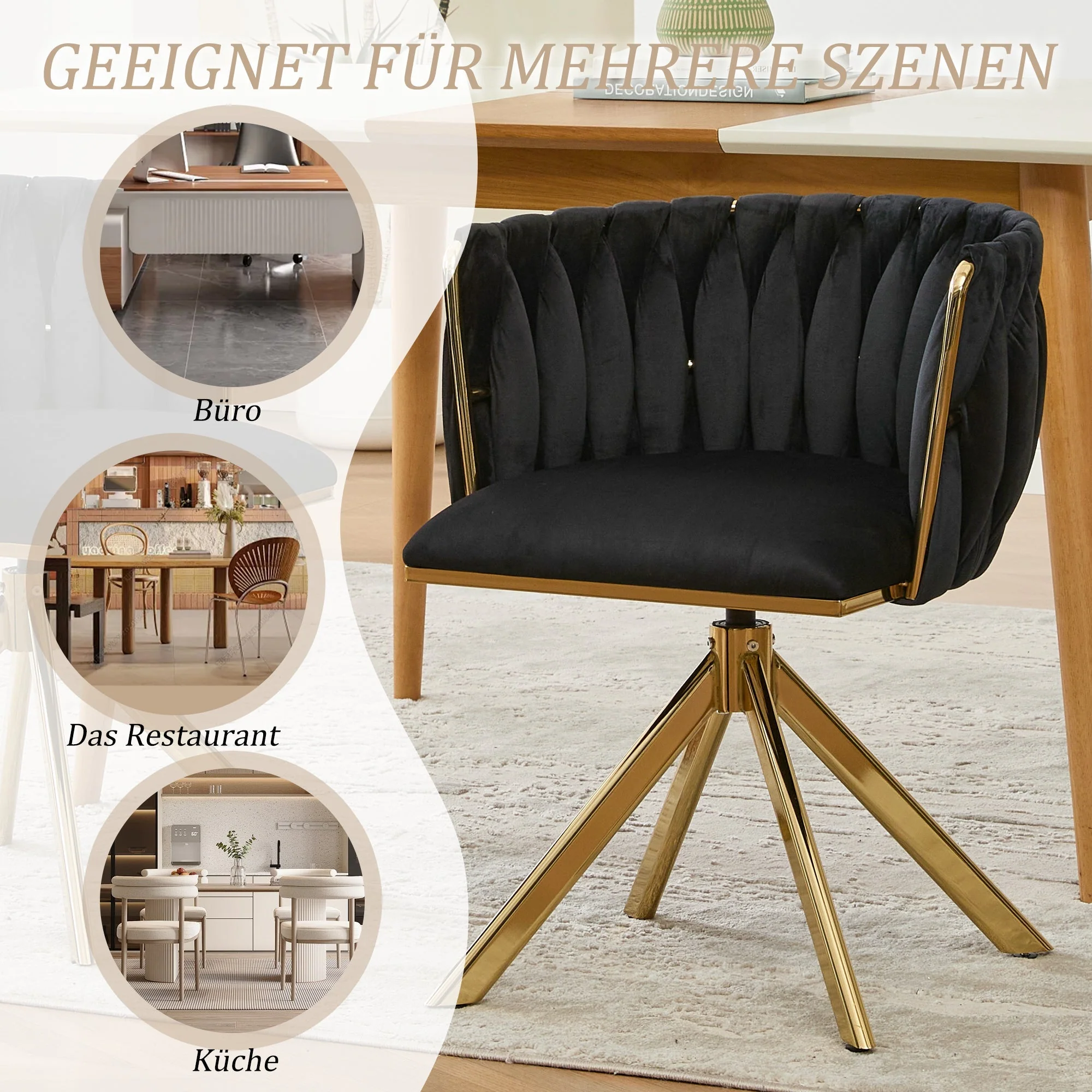 Velour Armchair, Swivel, Heavy-Duty Metal Frame (Set of 2) - Image 7