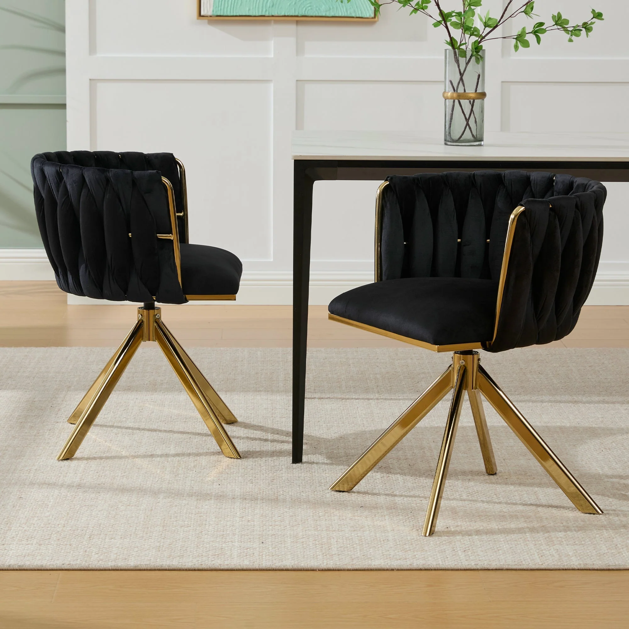 Velour Armchair, Swivel, Heavy-Duty Metal Frame (Set of 2) - Image 9