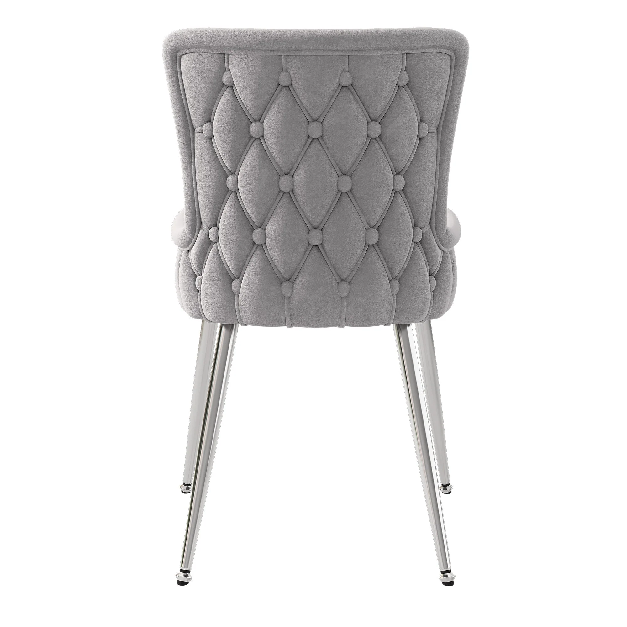 Velvet Dining Chair Set of 2, Luxurious Lounge Chair with Silver Metal Legs, Grey Velvet - Image 9