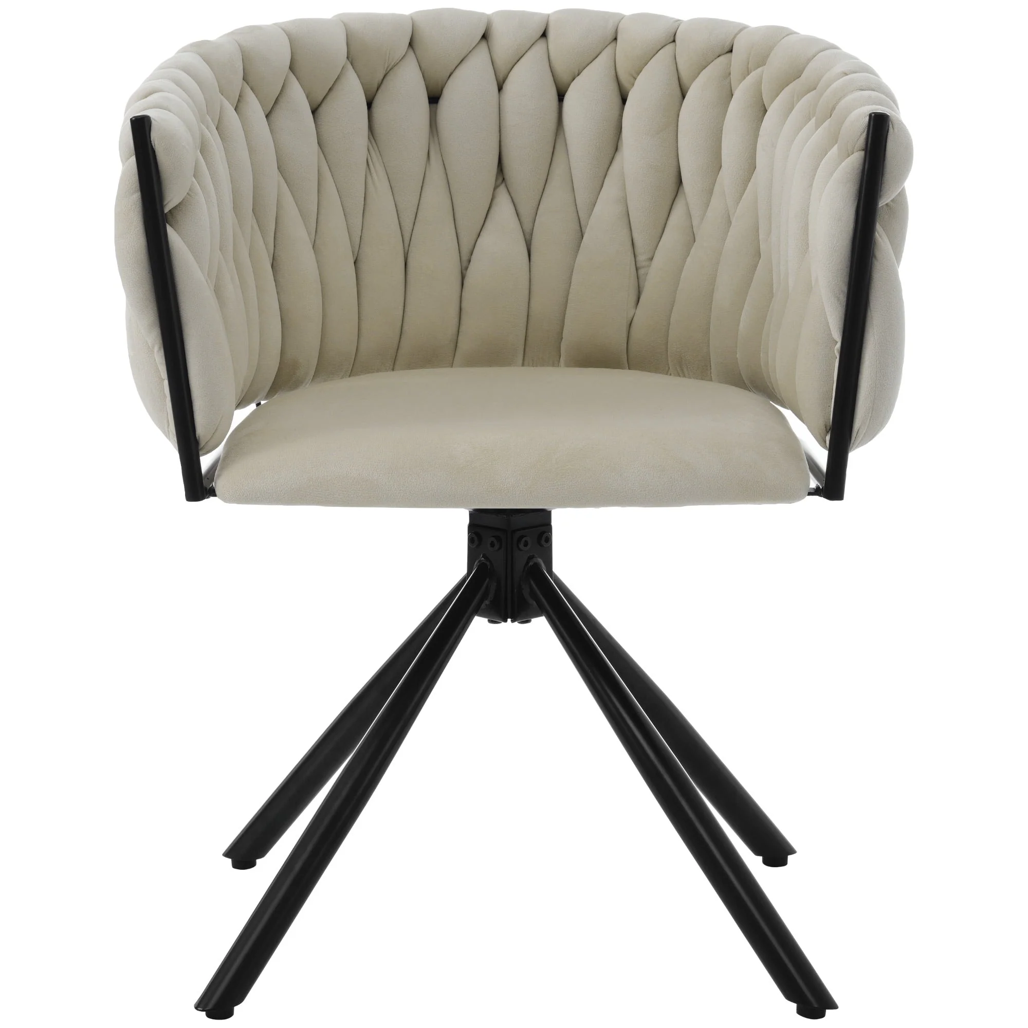 Velvet Dining Chair, Set of 2 Luxury Swivel Chairs with Metal Legs, Beige - Image 10
