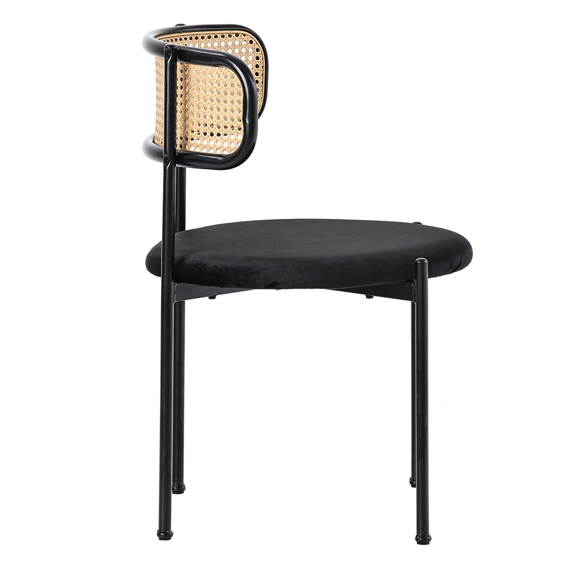 Velvet Dining Chair Set of 2, Modern Leisure with Metal Legs, Black - Image 10