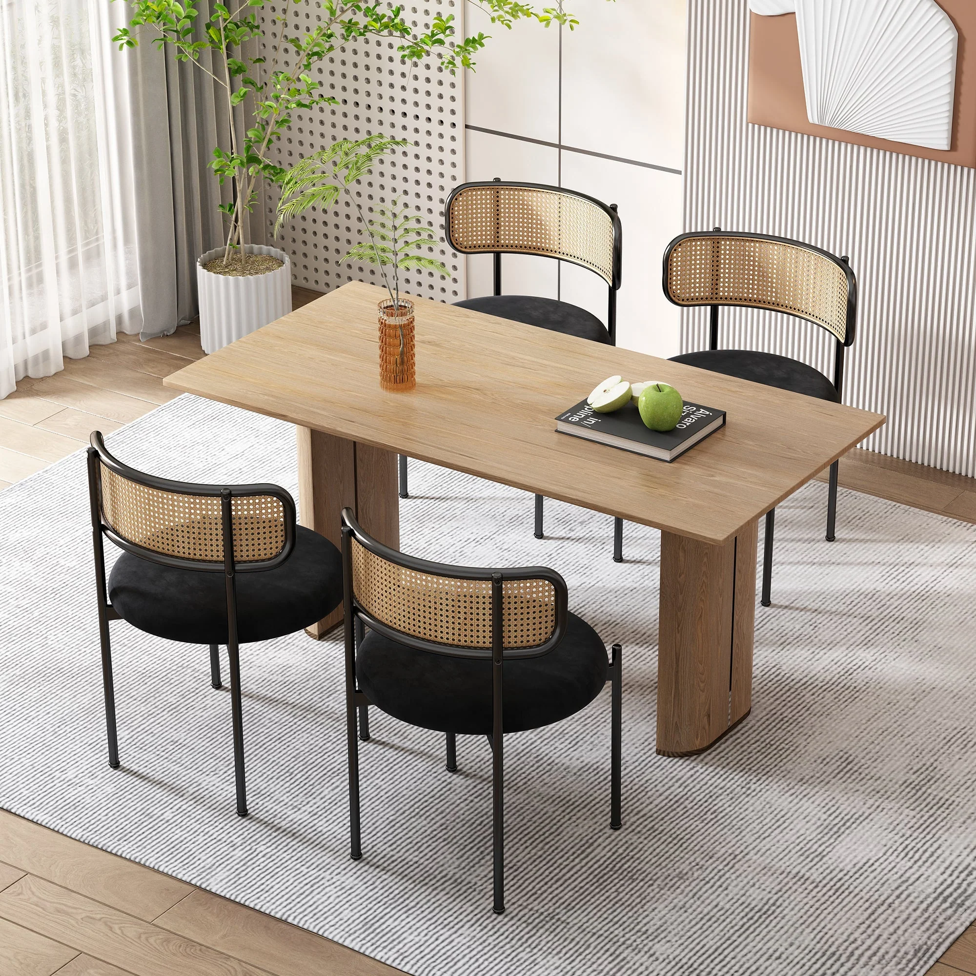 Velvet Dining Chair Set of 2, Modern Leisure with Metal Legs, Black - Image 3