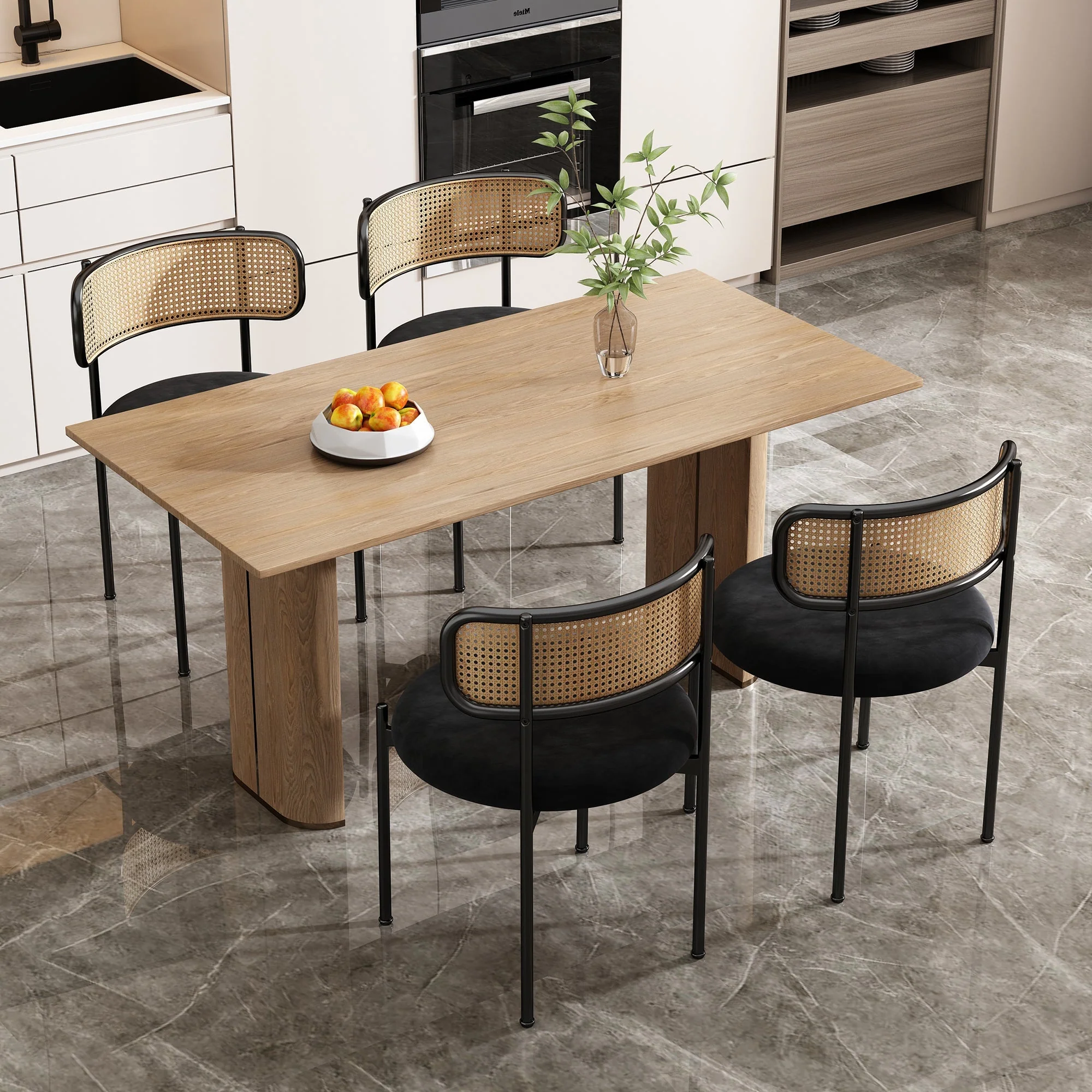 Velvet Dining Chair Set of 2, Modern Leisure with Metal Legs, Black - Image 4