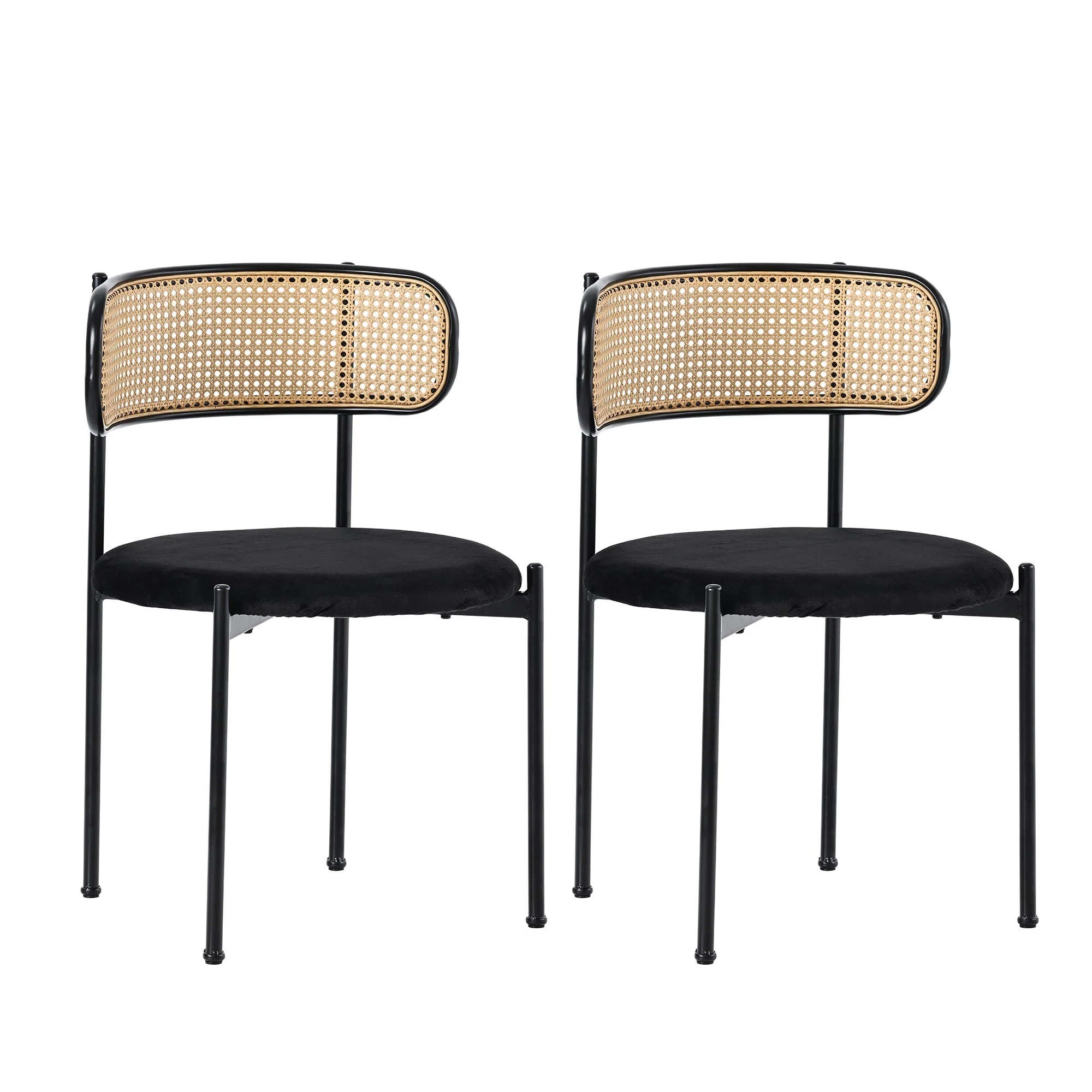 Velvet Dining Chair Set of 2, Modern Leisure with Metal Legs, Black - Image 5