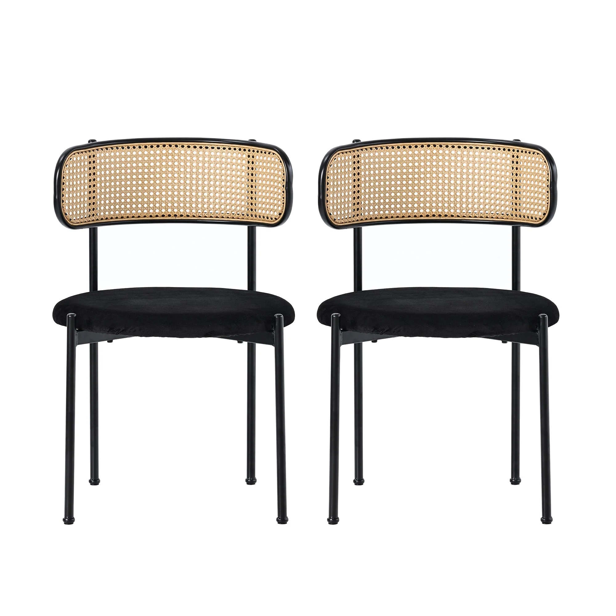 Velvet Dining Chair Set of 2, Modern Leisure with Metal Legs, Black - Image 6
