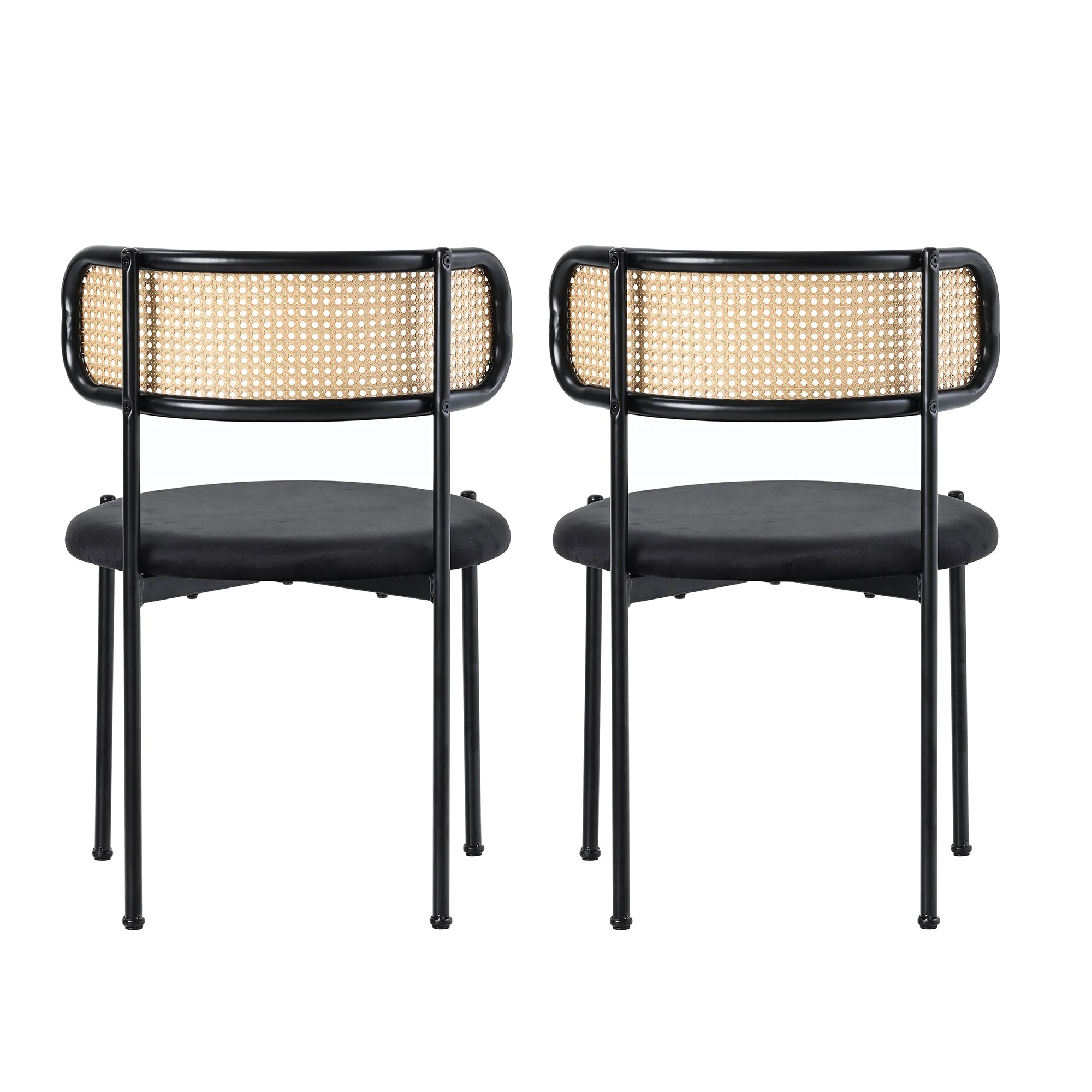 Velvet Dining Chair Set of 2, Modern Leisure with Metal Legs, Black - Image 7