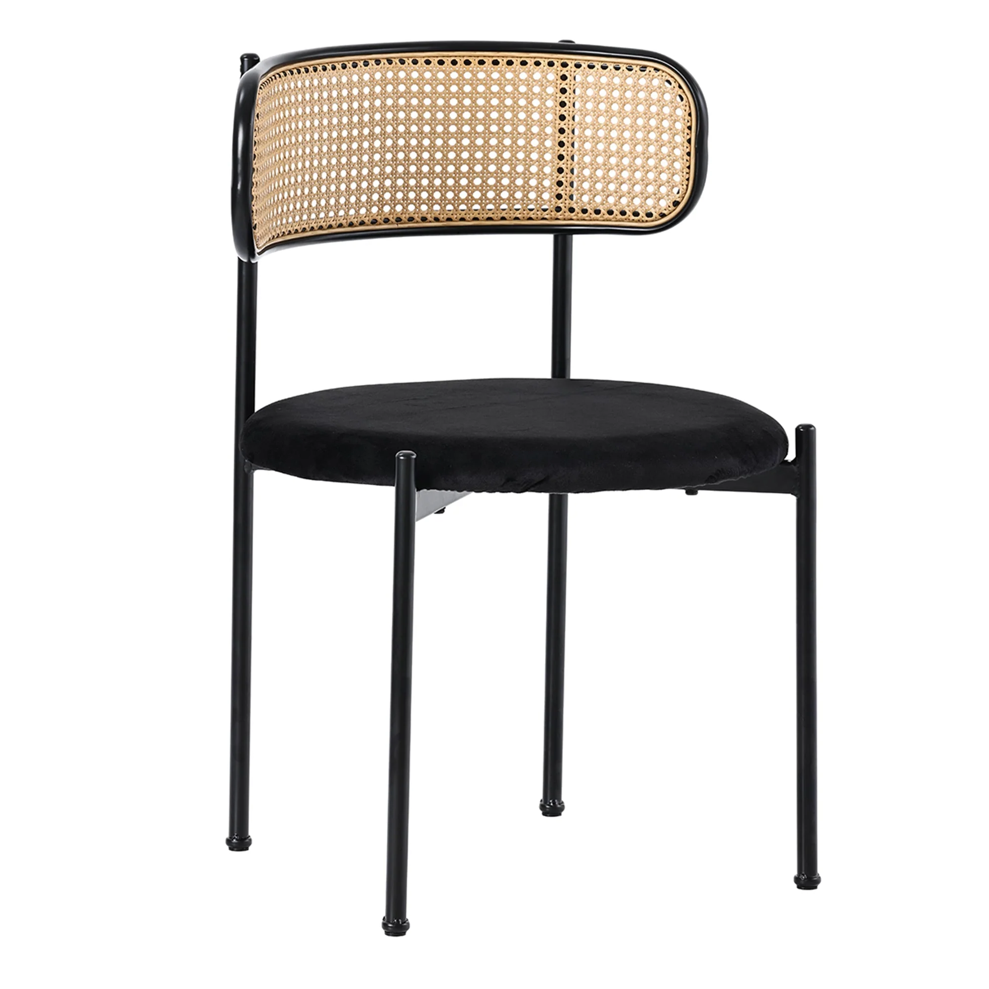 Velvet Dining Chair Set of 2, Modern Leisure with Metal Legs, Black - Image 8