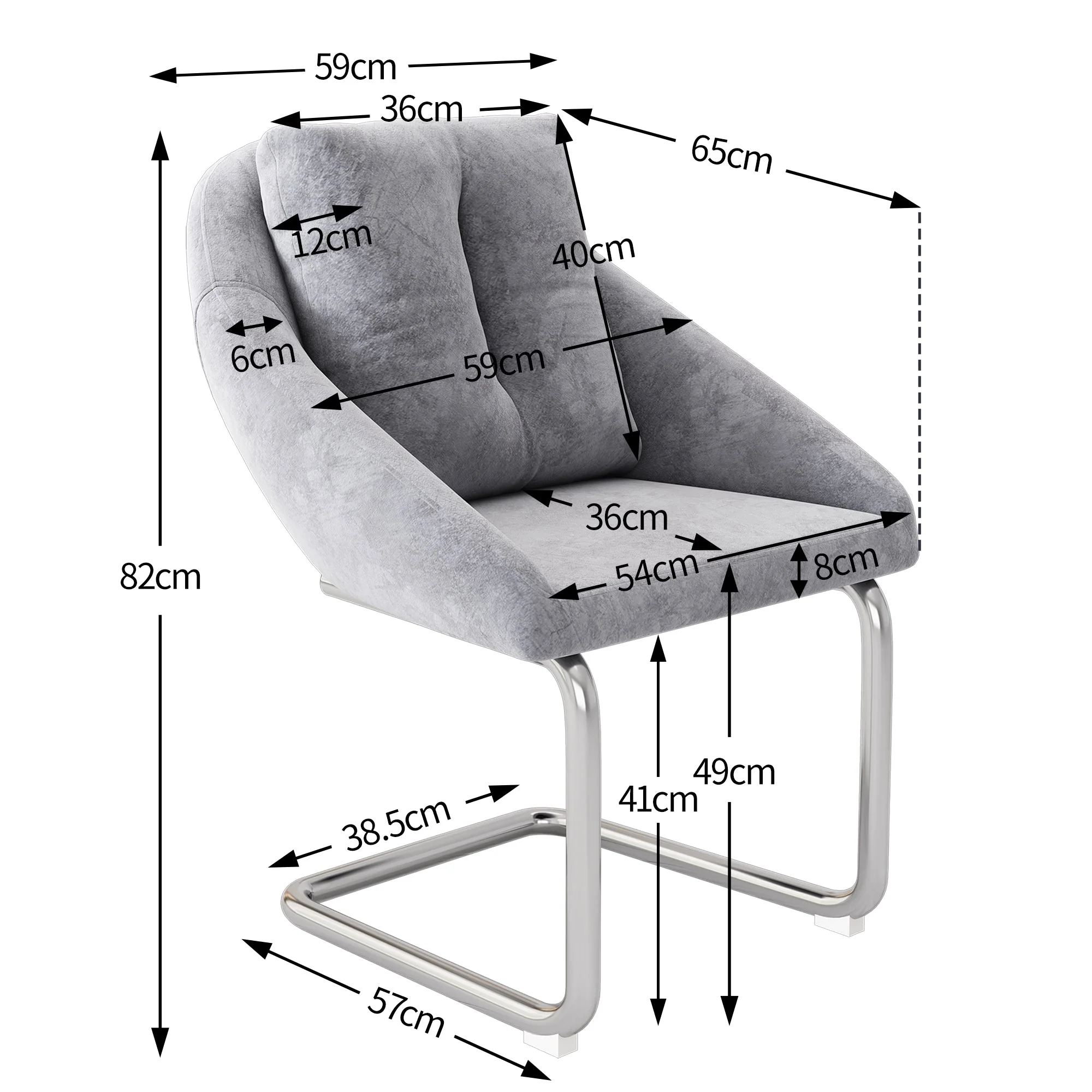 Velvet Dining Chair Set of 2 Swivel Cushions Curved Legs - Grey - Image 7
