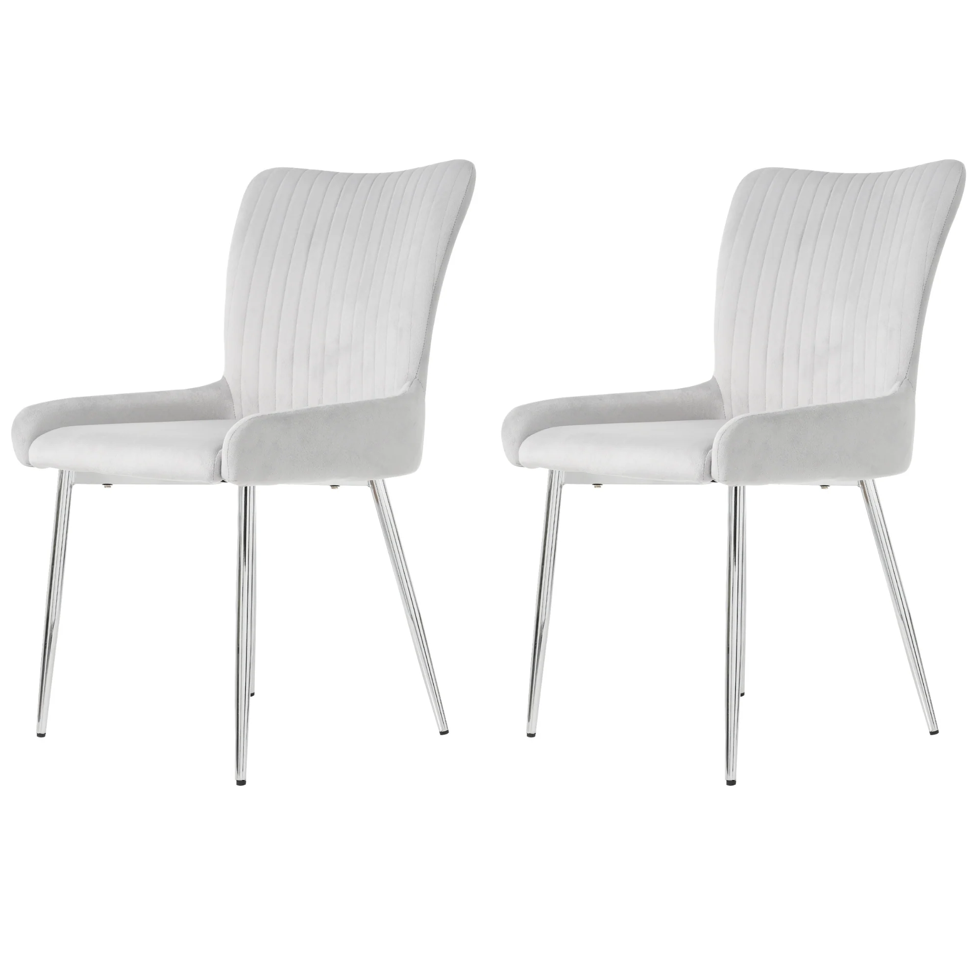 Velvet Dining Chair, Set of 2 with Silver Metal Legs and Lumbar Support, Grey Velvet - Image 7