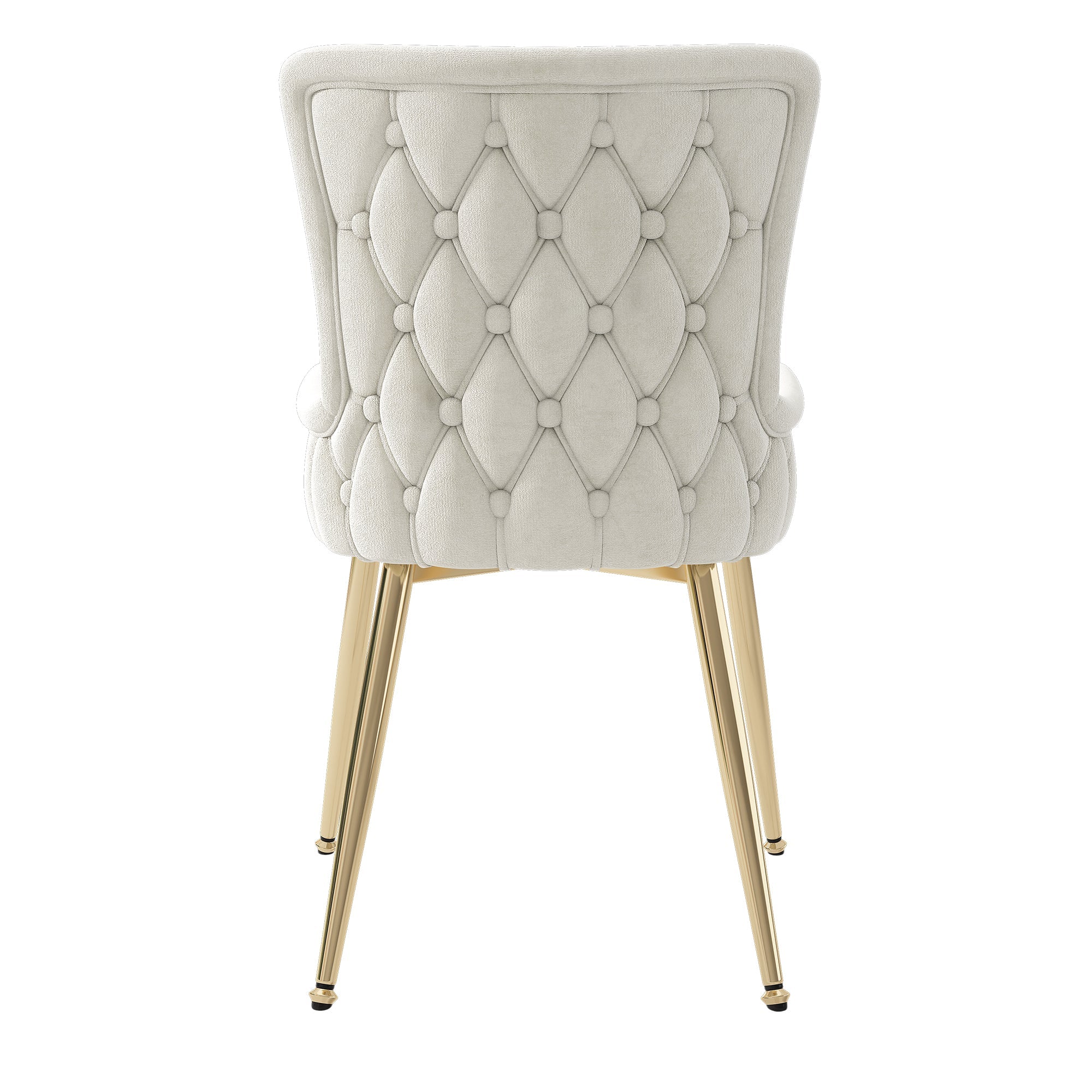 Velvet Dining Chair Set of 4 Lounge Gold Metal Legs - Beige - Image 10