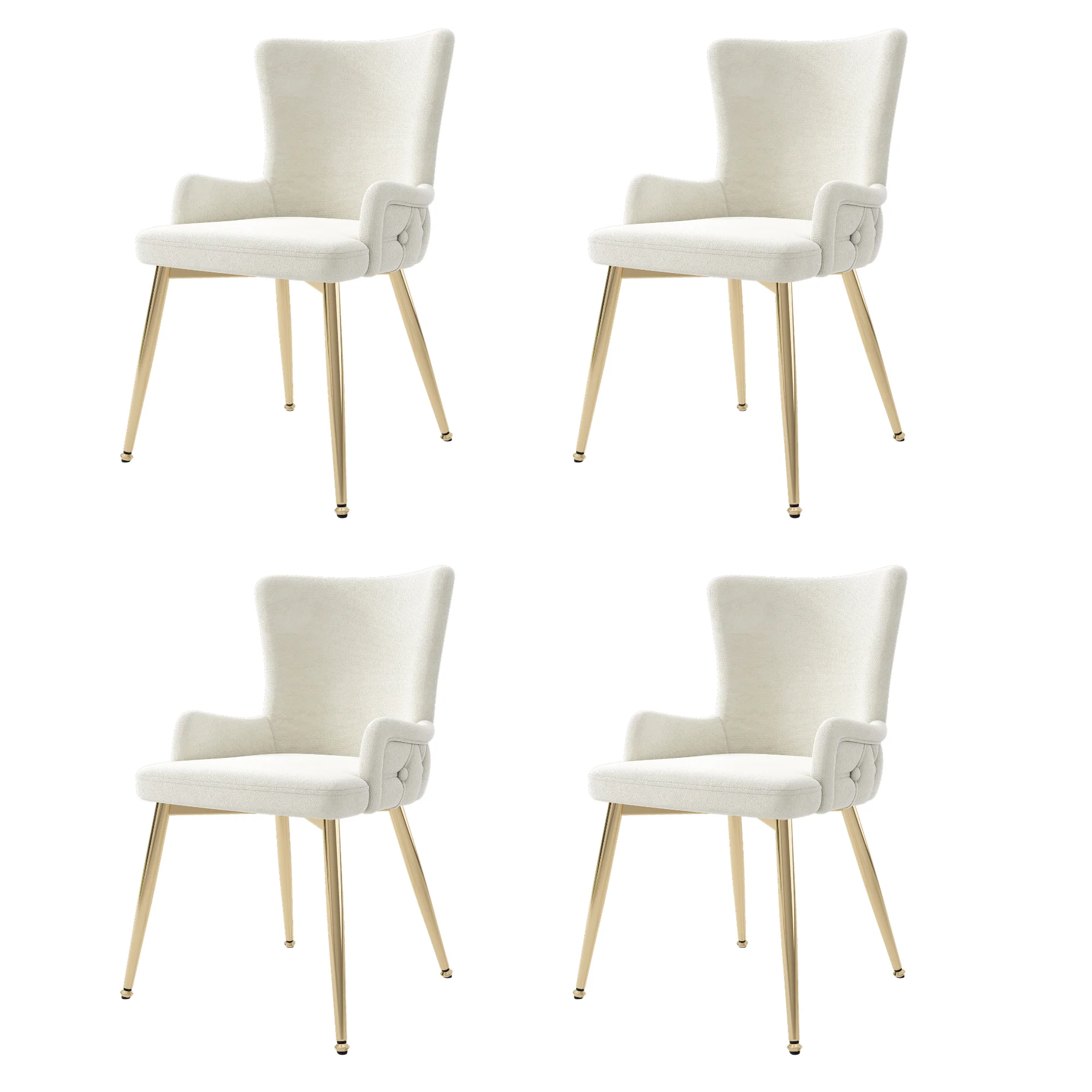 Velvet Dining Chair Set of 4 Lounge Gold Metal Legs - Beige - Image 5