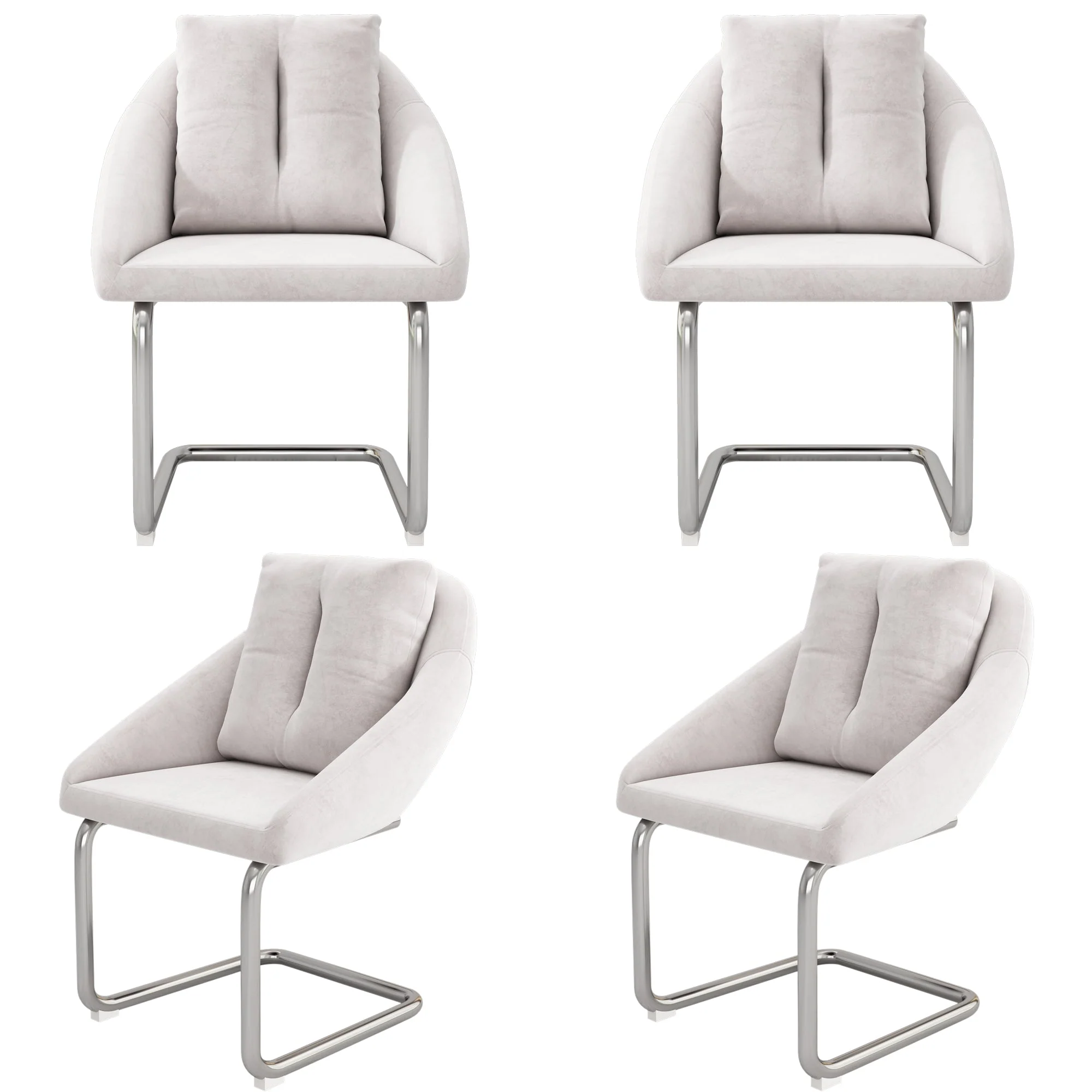 Velvet Dining Chair Set of 4, Luxurious Swivel with Cushions and Curved Legs, Beige Samt - Image 6