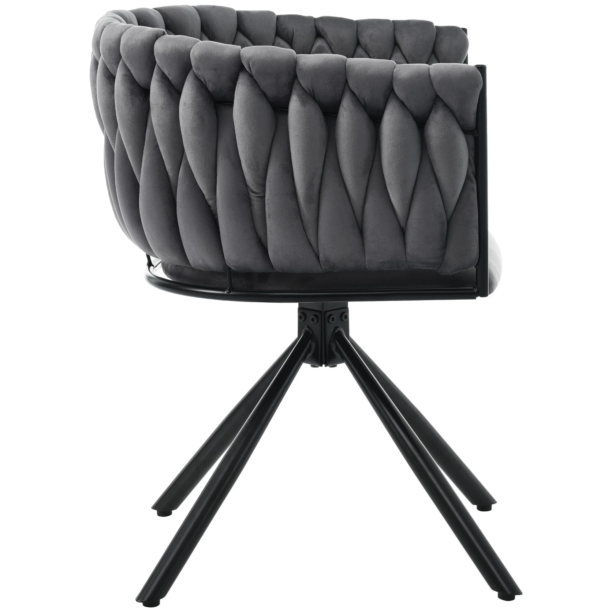 Velvet Dining Chair, Set of 4, Swivel Leisure Chair with Metal Legs, Grey - Image 8