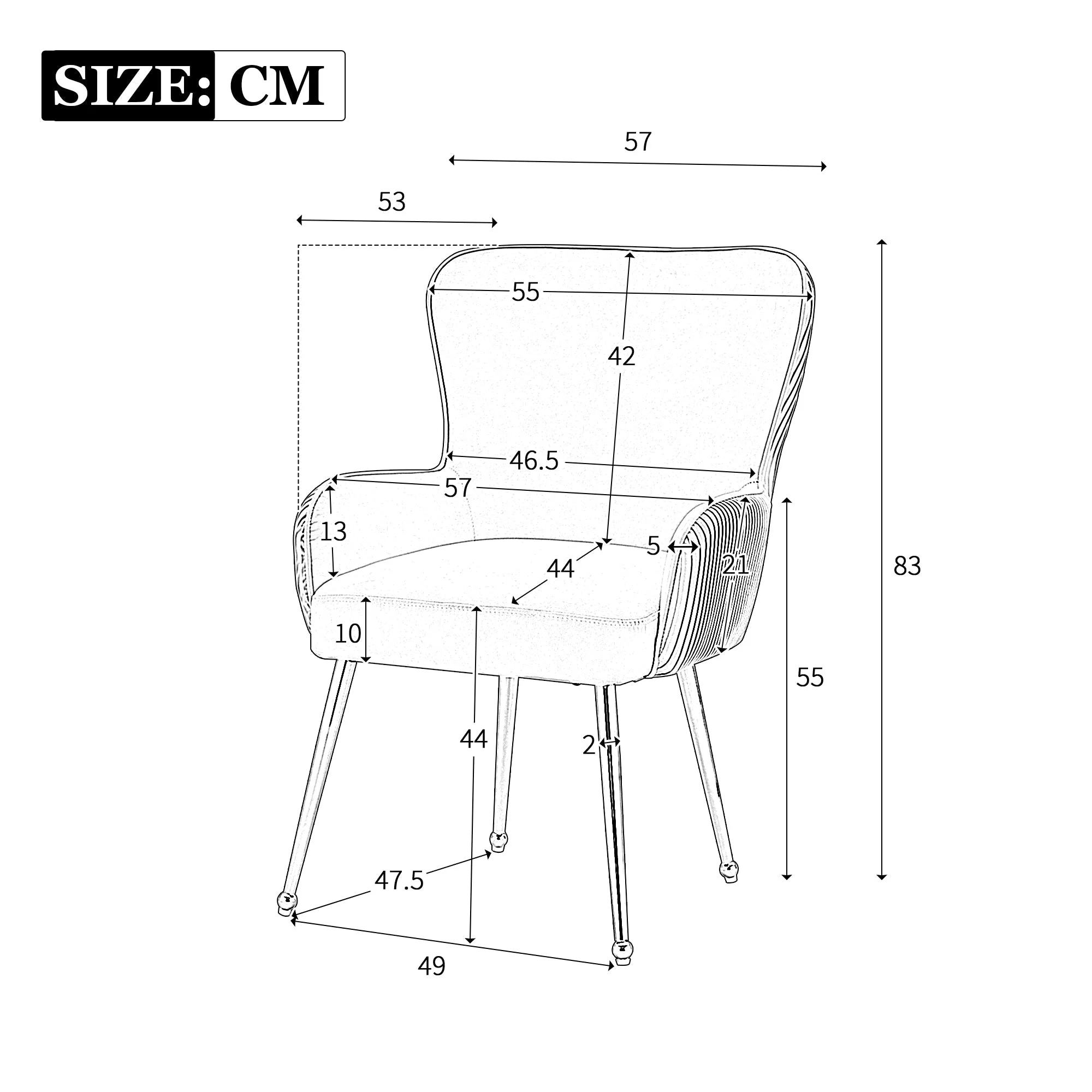 Velvet Dining Chair Set of 4 with Armrests and Silver Metal Legs, Beige Velvet - Image 6